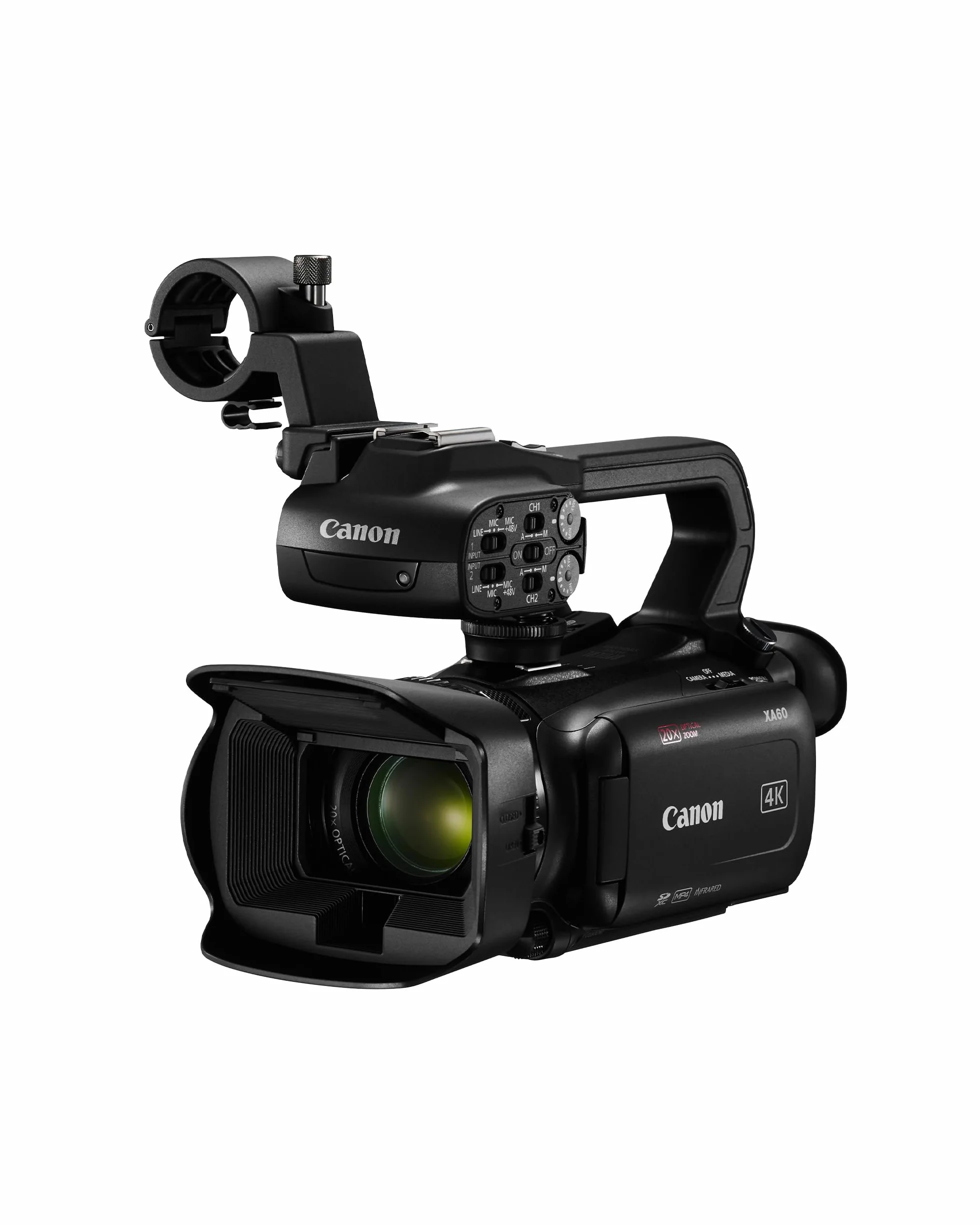 Canon XA60 - Videocamera 4K Professionale con Messa a Fuoco Automatica, Zoom Ottico 20x, Stabilizzazione a 5 Assi, Uscita HDMI e Streaming Live HD via USB-C