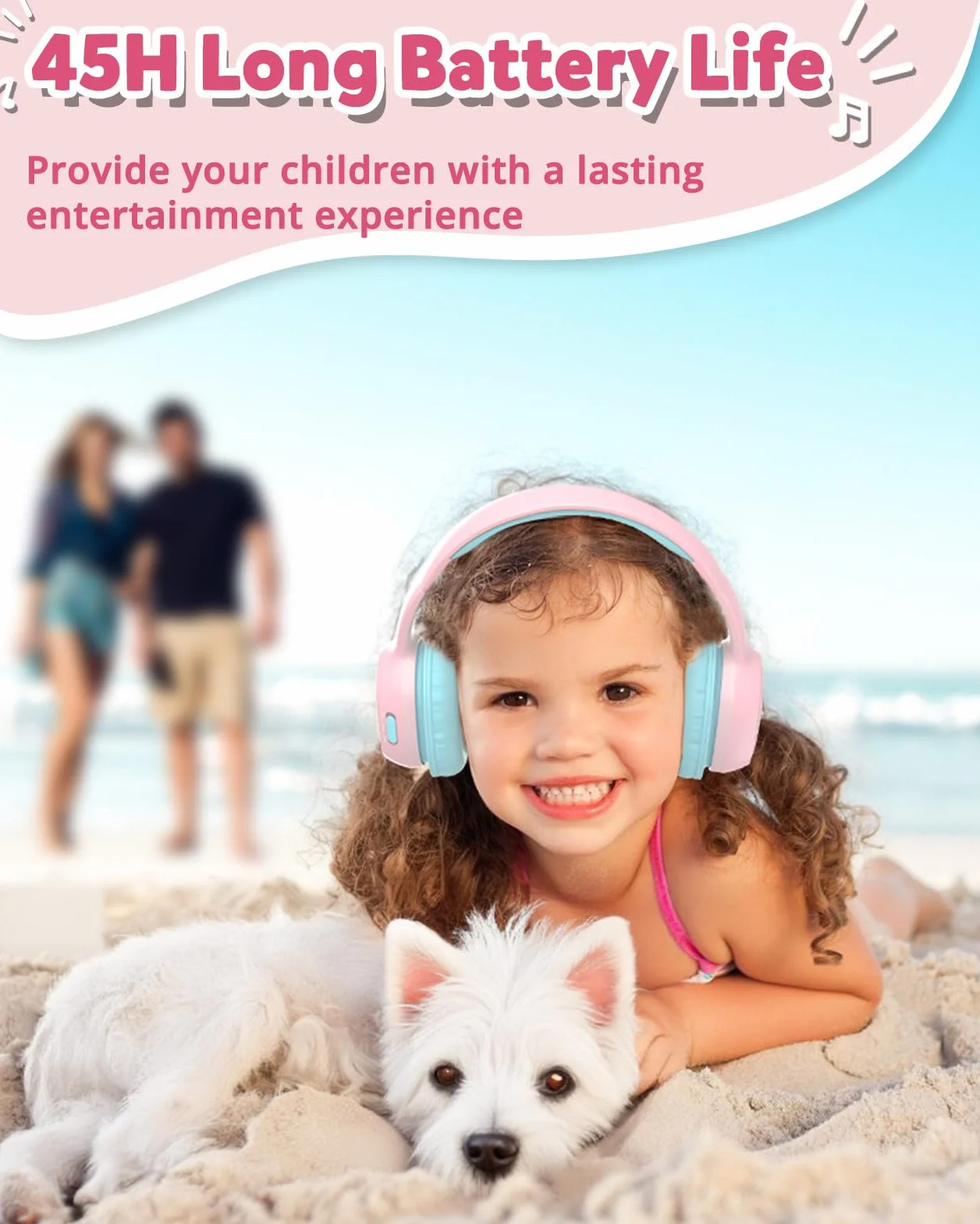 Tronsmart KH02 Cuffie Bluetooth 5.3 per bambini, Limite volume 74/85/93 dB, 45 Ore di Riproduzione, Cavo Audio integrato, Cuffie Wireless Pieghevoli con Microfono per Scuola, Viaggio, Aereo - Rosa