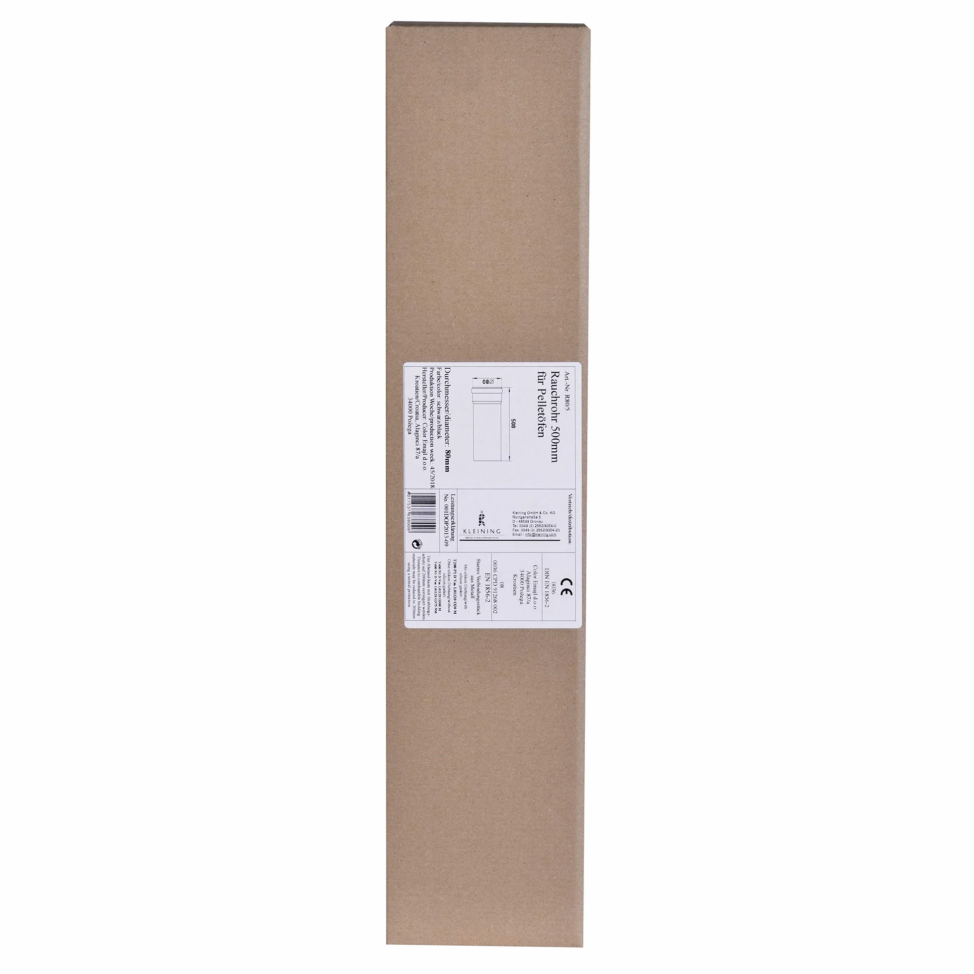 FIREFIX Tubo a pellet R80/5 in acciaio spesso 1,2 mm, diametro 80 mm, per stufe a pellet e camini a pellet, Senotherm, nero, lunghezza 500 mm