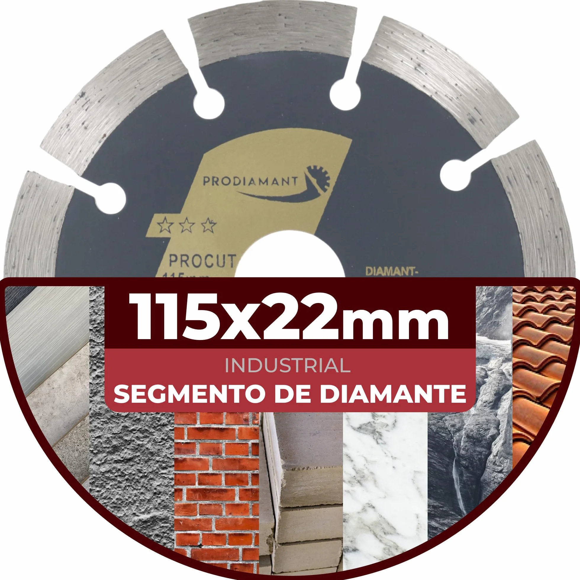 PRODIAMANT Disco Diamantato Universale 115 mm x 22,23 mm segmento 10 mm per smerigliatrice angolare