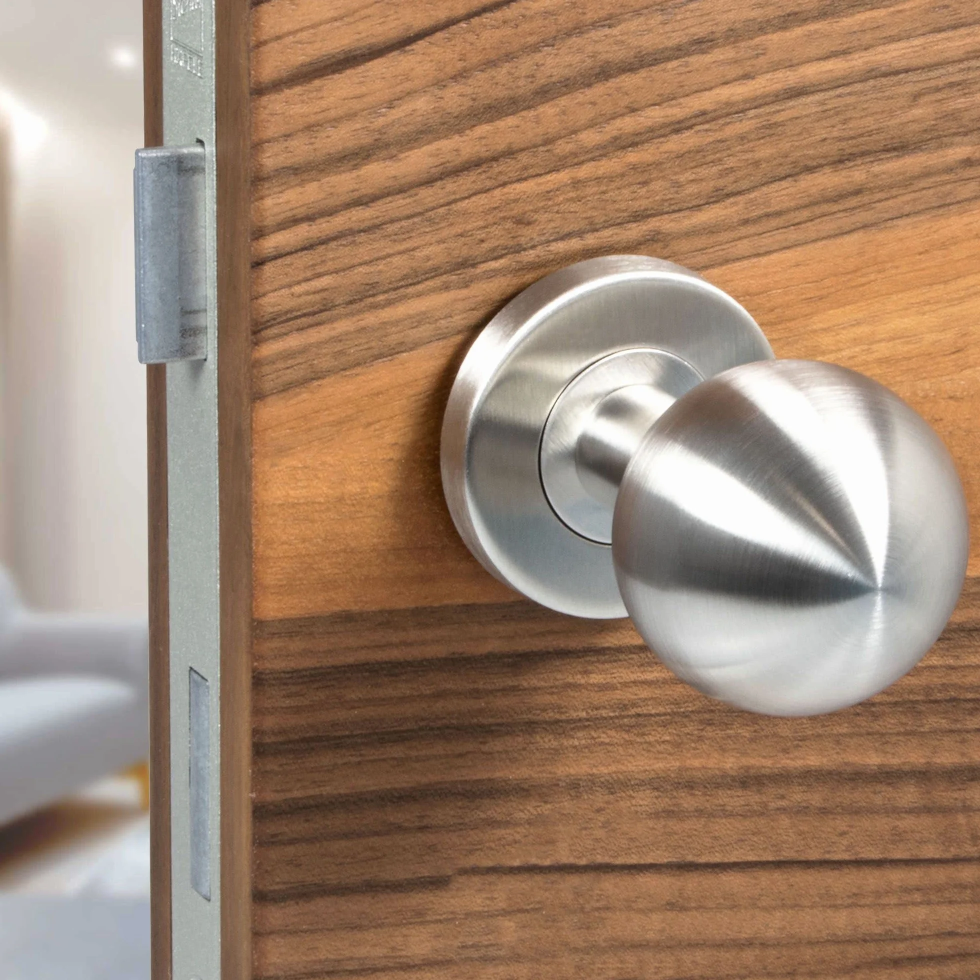 JUVA Pomello moderno per porta in acciaio inox LDK 214 Ø 50 mm a sfera fisso
