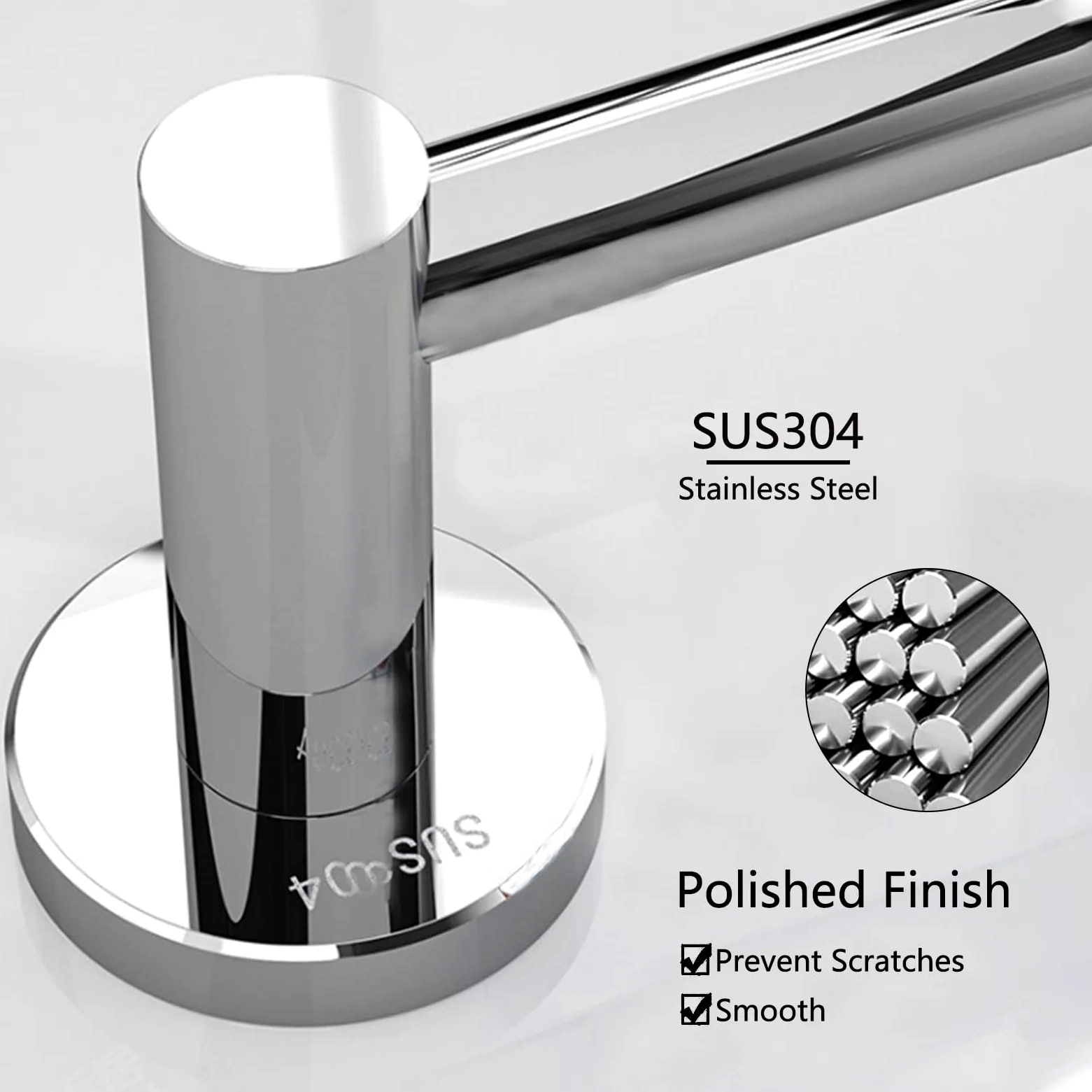 Portasciugamani Multifunzione, portasciugamani in Acciaio Inossidabile SUS 304, portasciugamani a Parete, mensola per Asciugamani per Cucina, Bagno e Toilette, Argento (Dimensioni : 110cm)