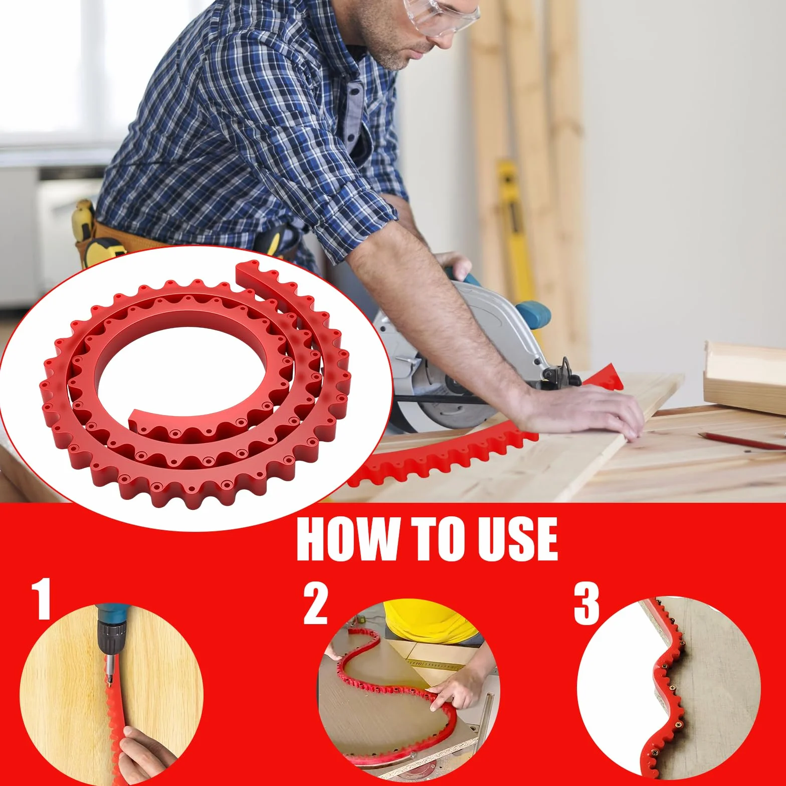 Sagoma per Fresatura Curva 2 m, Righello Curvo Flessibile per Lavorazione Legno