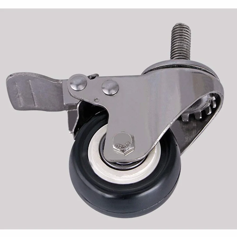Ruote per mobili Resistenti da 2 Pollici con Filettatura M8/M10/M12, Staffa in Acciaio Inox 304, Portata 300 kg, silenziose, con Freno, girevoli, Piccole, Ideali per Tavolo, scrivania, Carre