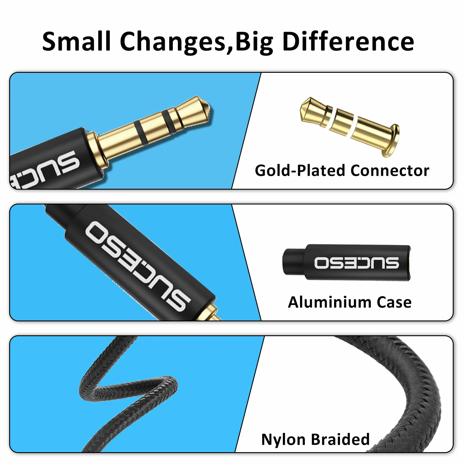 Sdoppiatore Cuffie Doppio Jack Audio Splitter Jack 3,5 mm Maschio a 2 Femmina Splitter Adattatore per Cuffia Auricolare,Smartphone,Tablet, Placcato Oro,iPad,Cuffia, Auricolare,MP3,PC-35cm(Nero)