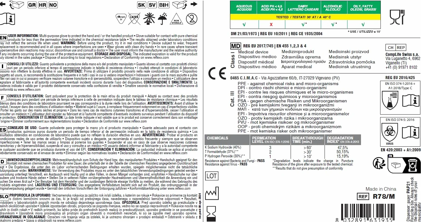 REFLEXX R78 Guanti senza nitrili in polvere, medio, nero, 100 pezzi