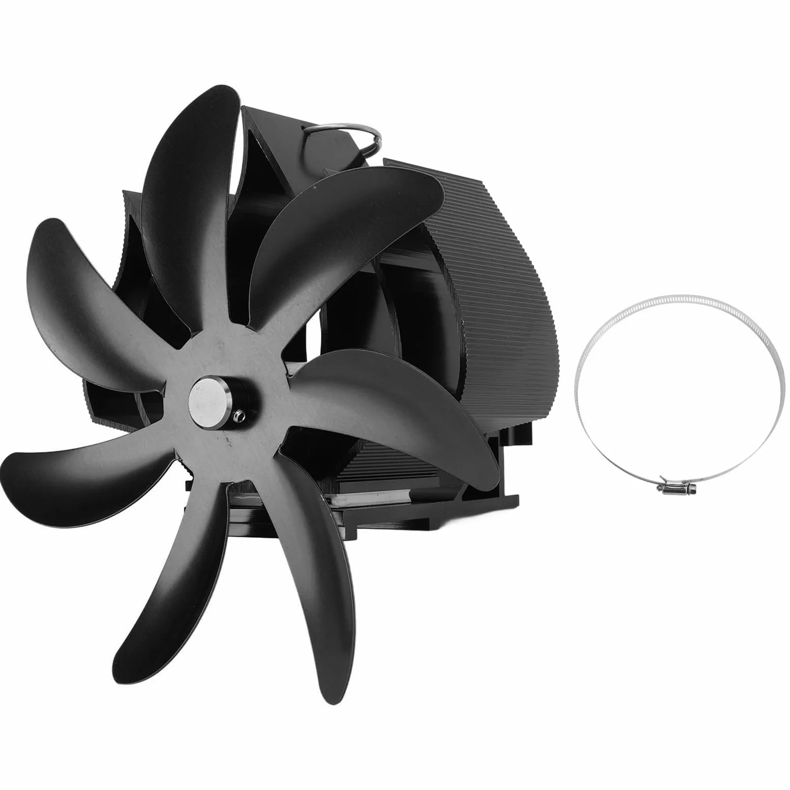 SIXRUN Ventilatore per Stufa a Legna Ventilatore per Caminetto Alimentato a Calore in Lega di Alluminio 7 Pale Design a Basso Rumore da Appendere Alla Parete per Camino Domestico Stufa a Legna