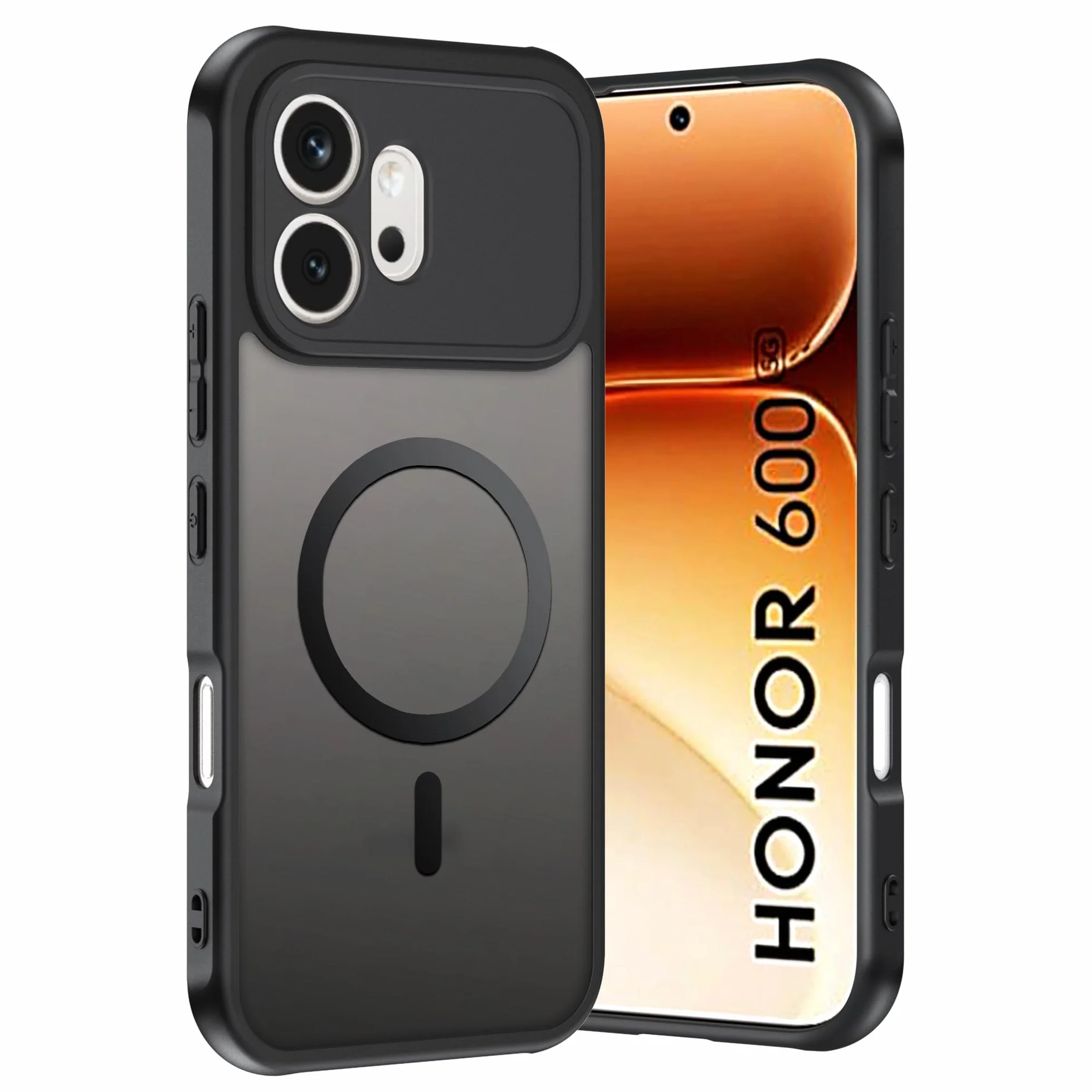 Cover per Honor 600 5G con Magnete Integrato, Antiscivolo, Resistente a Urti e Graffi - Custodia Magnetica per Honor 600 5G - Nero