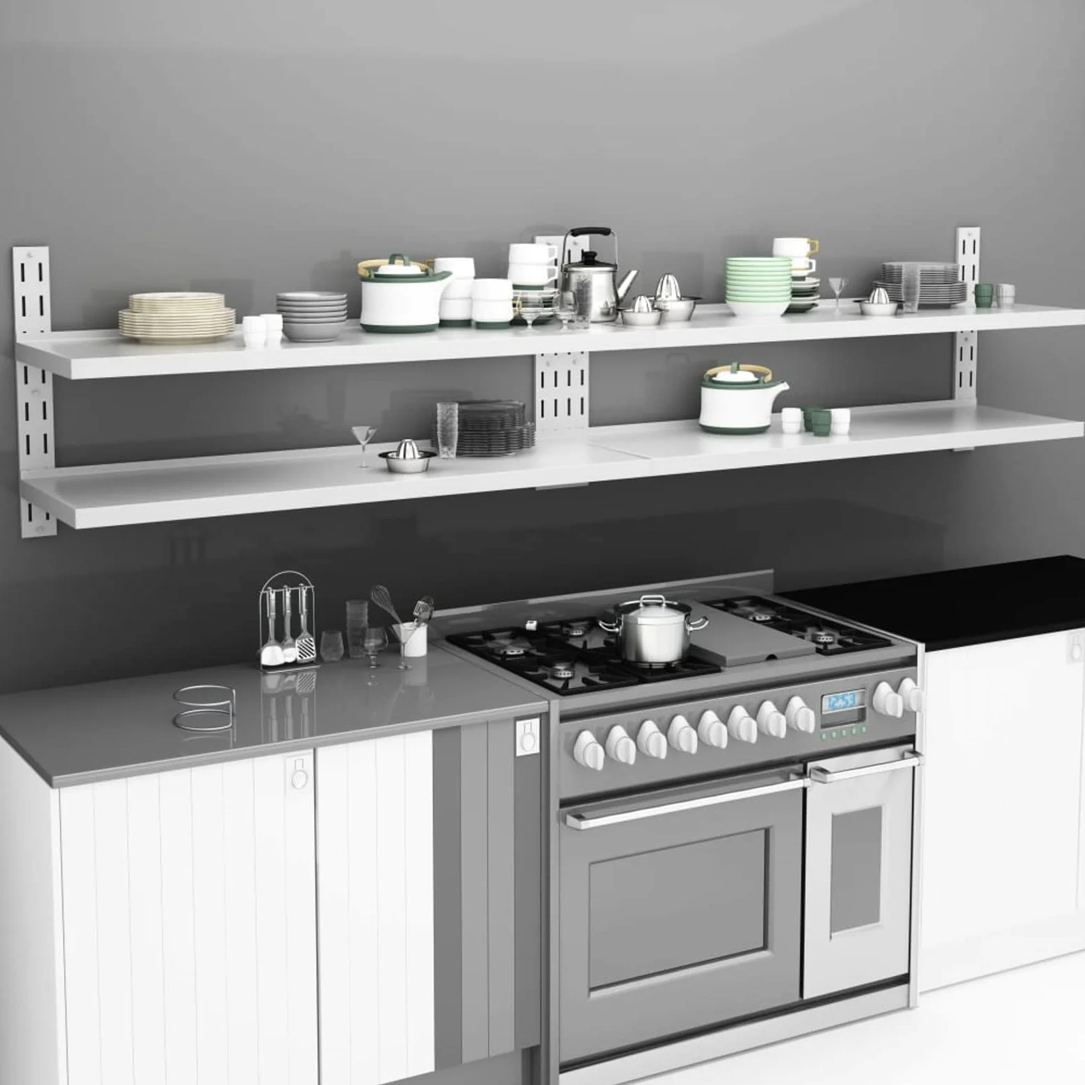 ZEYUAN Mensole Galleggianti a 2 Livelli 2 pz in Acciaio Inox 300x30 cm,Mensola da Parete,Mensole da Muro,Mensole da Muro Design Moderne
