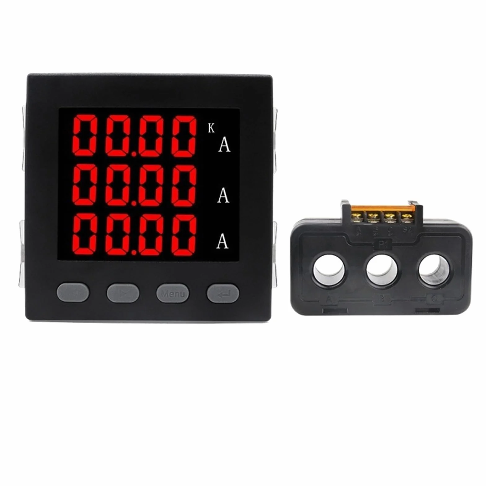 Amperometro LED trifase 96 x 96 mm display digitale con trasformatore di corrente