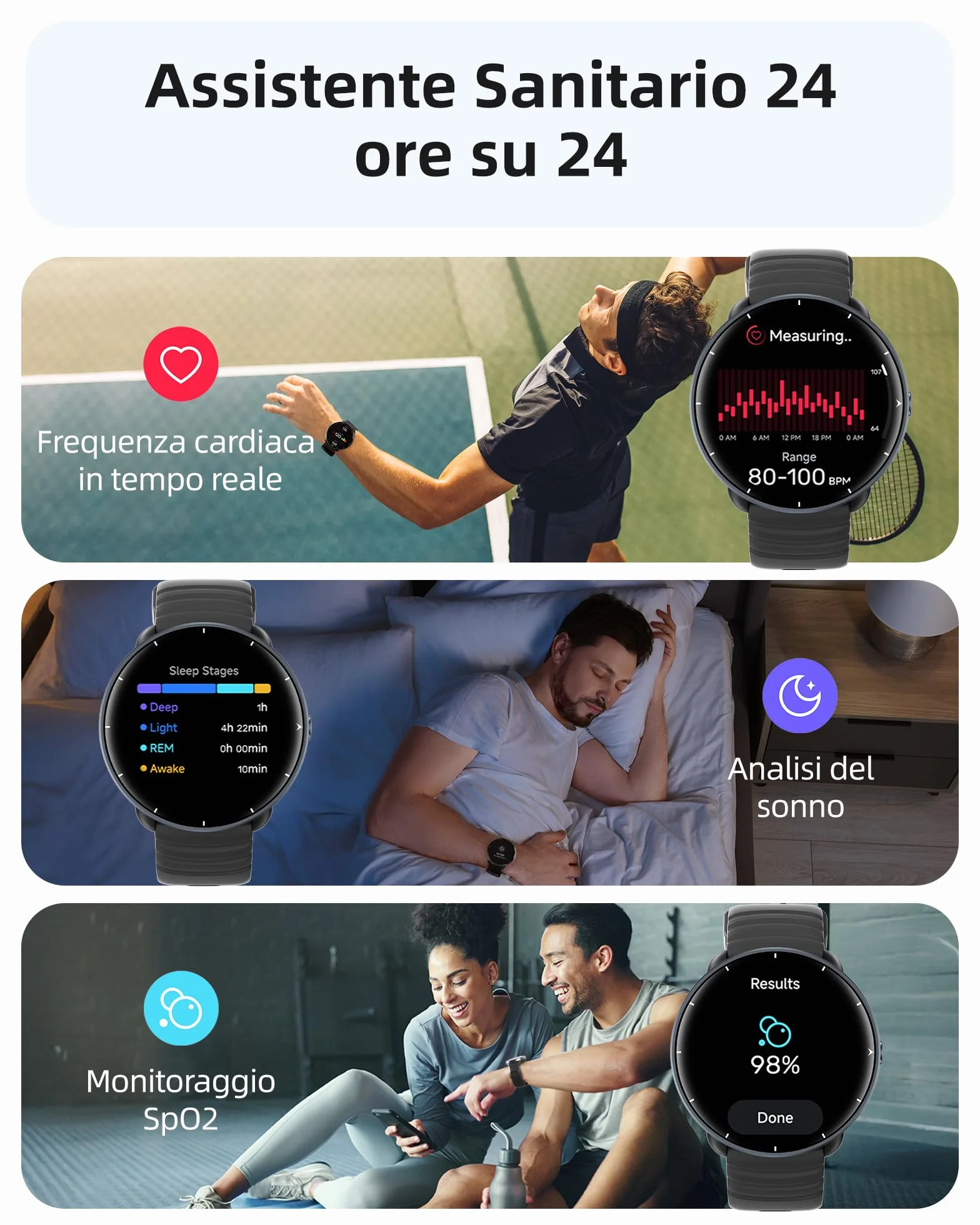 Parsonver Smartwatch GPS Integrato, 5 ATM Impermeabile Orologio da Nuoto per Piscina/Acque Aperte, Orologio Fitness con Display AMOLED, 100+ Sportive, Frequenza Cardiaca,Sonno (Nero, 42 mm)