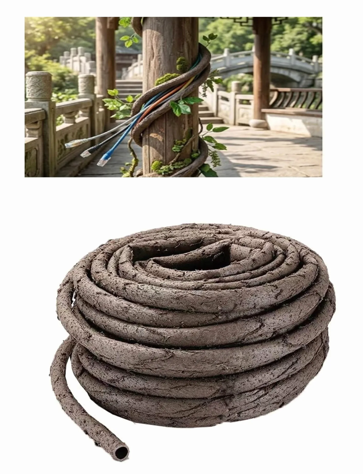 Flexibler Kabelschutzschlauch in Rankenoptik zum Kabelverstecken | Rattan decorativo con corteccia artificiale, giardino esterno(16mm/0.63in)