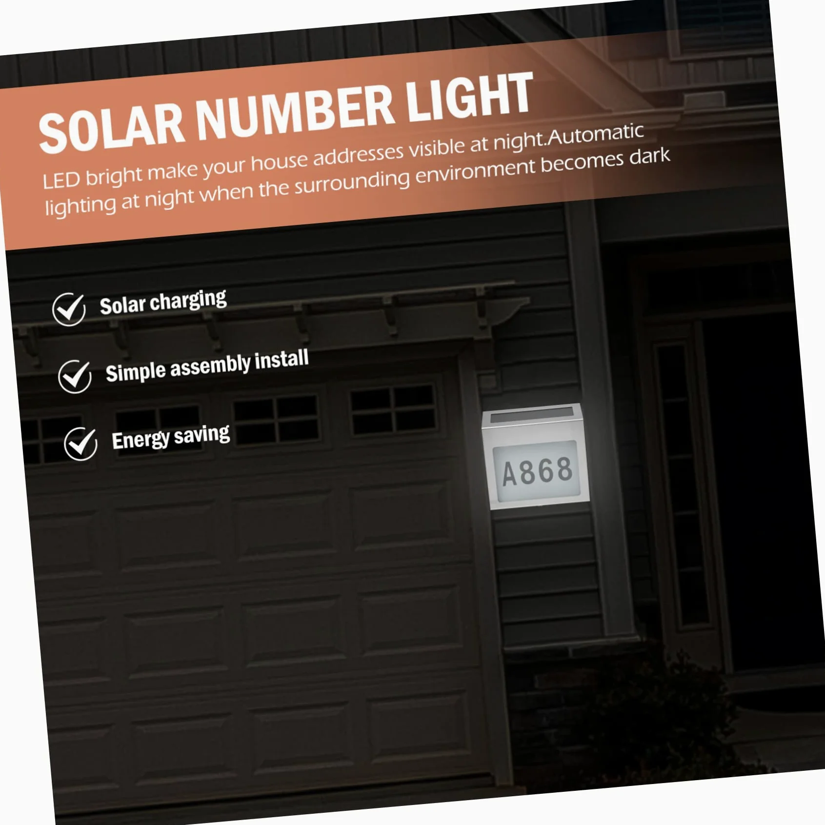 UPKOCH 1set Lampada Da Esterno Led Solare Con Numeri Indirizzo Segnaposto Per Porta Facile Installazione e Alta Luminosità Design Resistente Alle Intemperie Per Casa e Giardino