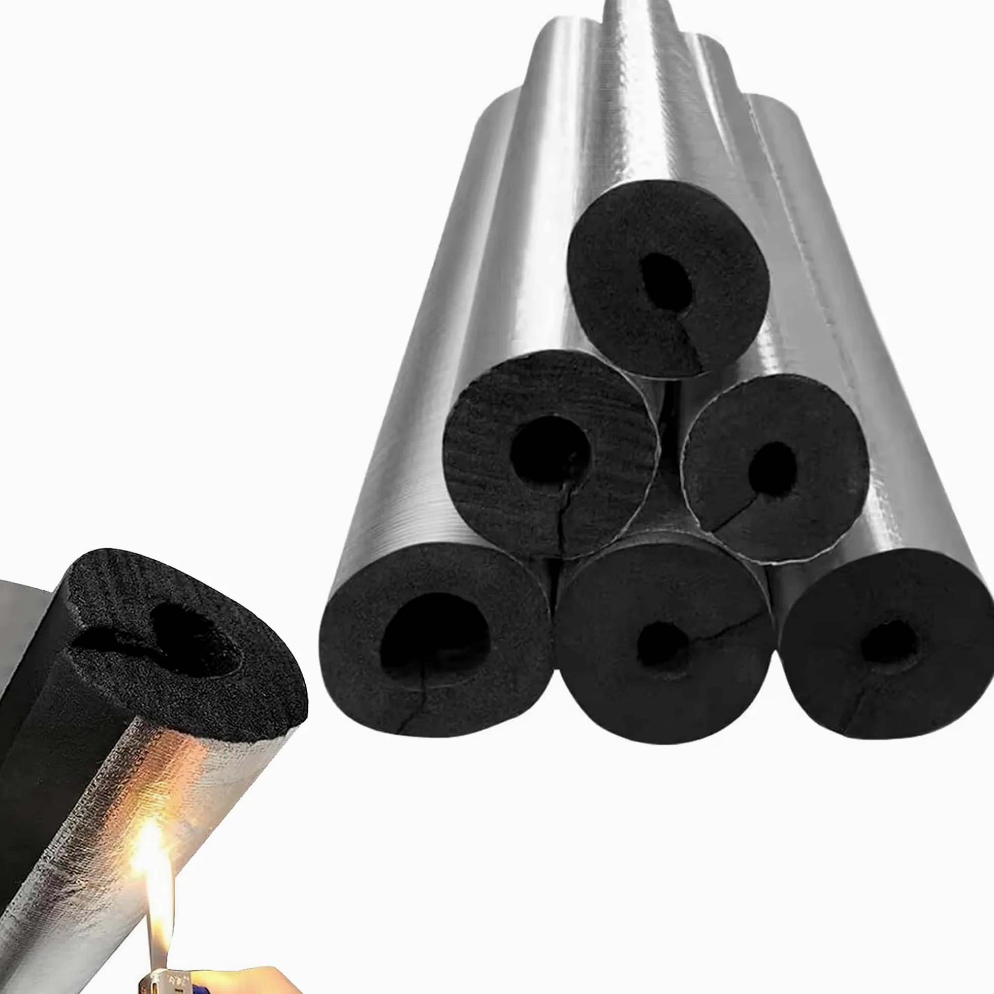 Tubo di Isolamento Antigelo per Esterni, Isolante per Tubi Condizionatore, Isolante per Tubi in Foglio di Alluminio Autosigillante, Tubi dell'Acqua Calda e Fredda (ID) 110mm x (T) 20mm