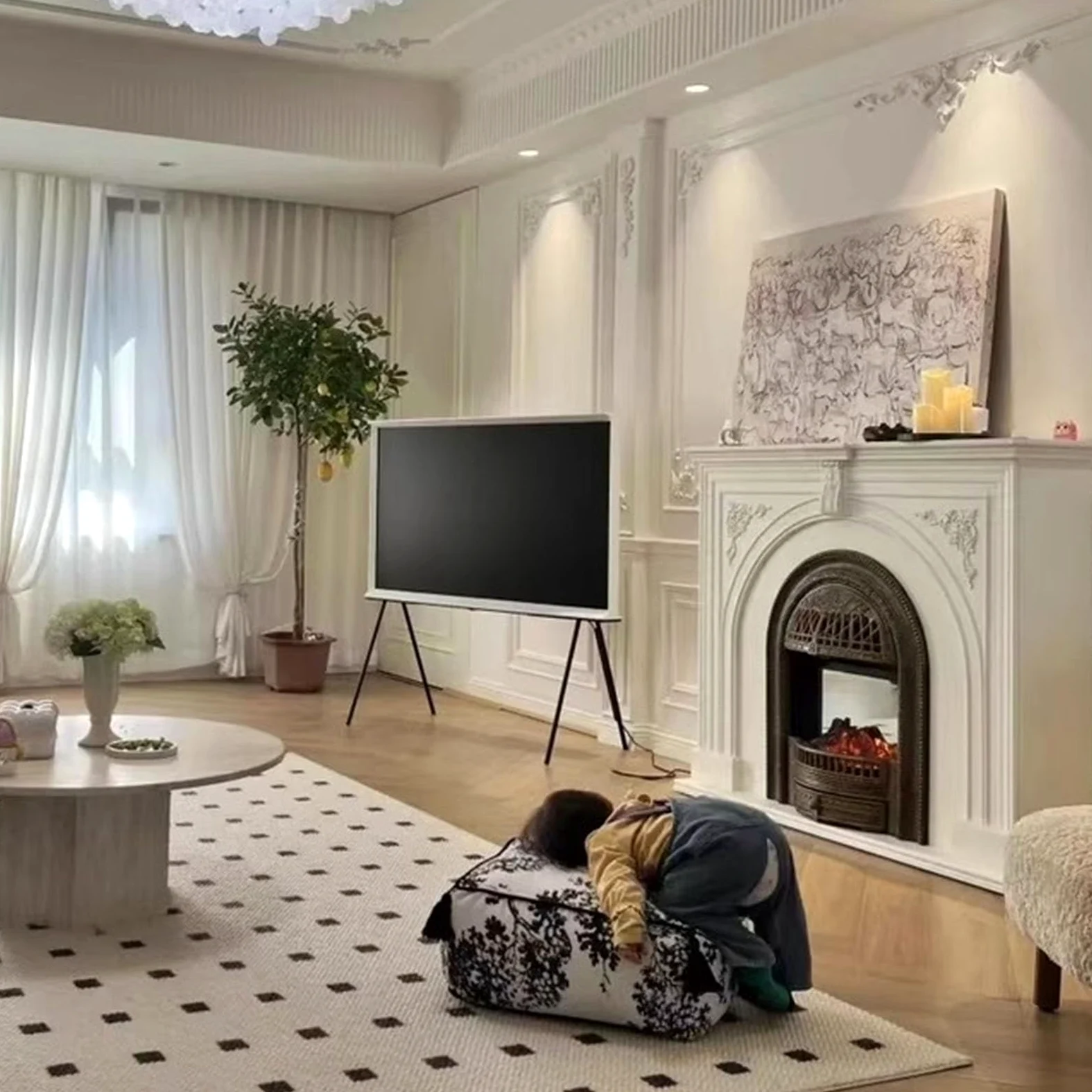 Camino elettrico con mensola e ripiano aperto | Intagliato Gabbia Elettronica Di Riscaldamento Caminetto Simulazione Fiamma Foyer Armadio(150cm/59in)