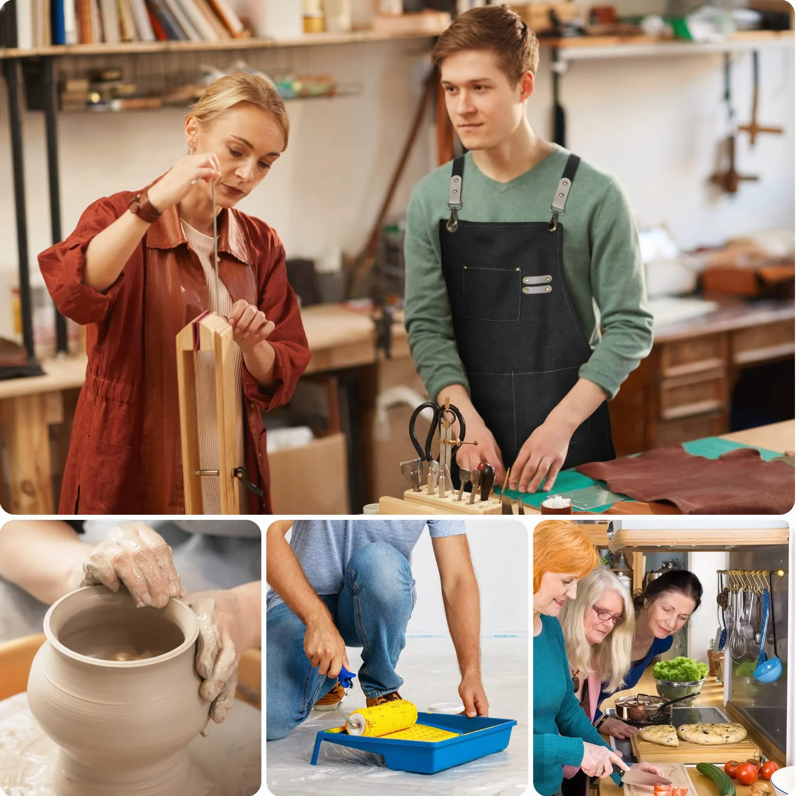 Grembiule da Lavoro, Grembiule Donna/Uomo Durevole di Tela con 3 Tasche per Falegname Tatuatore Fabbro Pittore Barista, Design a Tracolla, Adatto per Casa Lavoro Campeggio all'Aperto - Nero