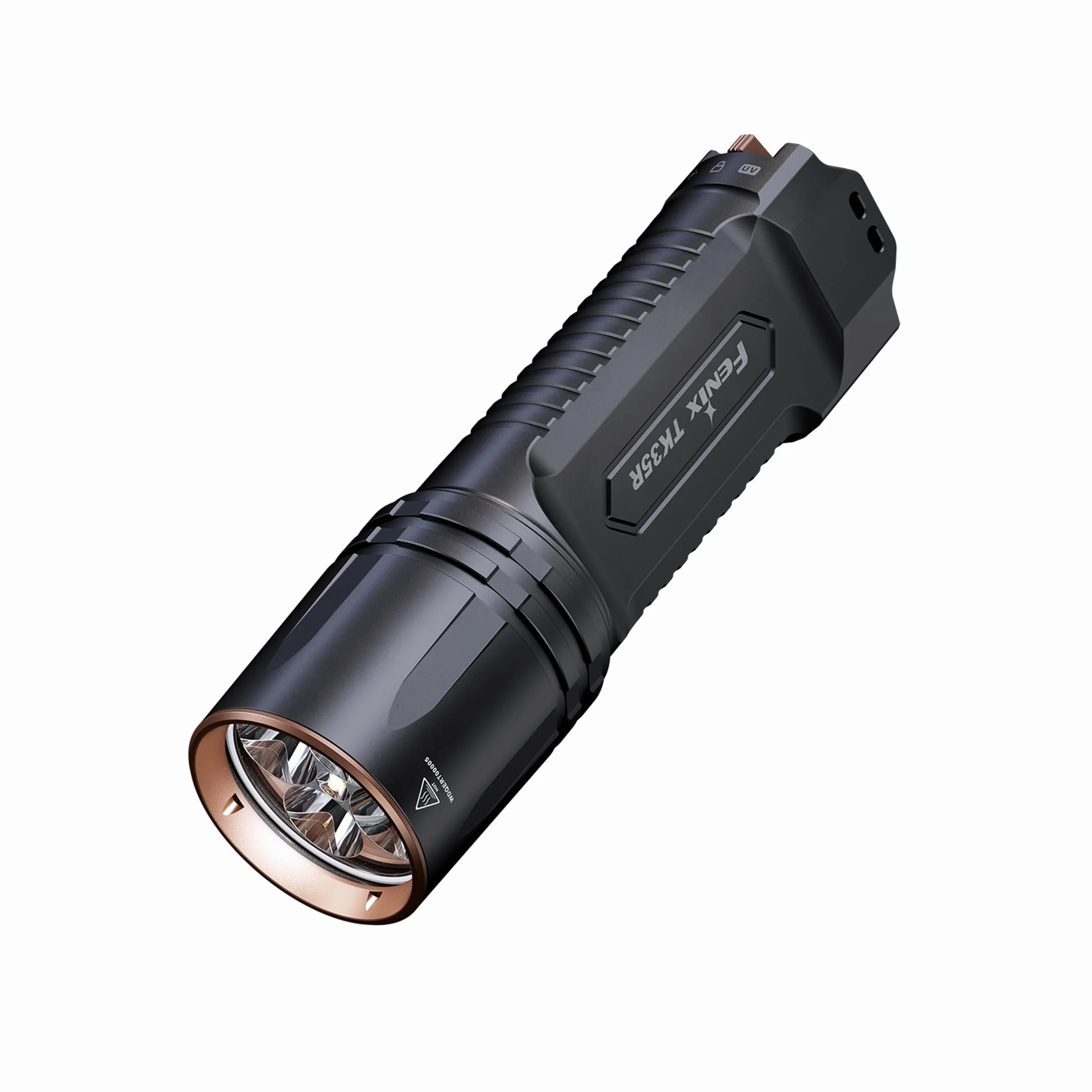 Fenix TK35R - Torcia ricaricabile per esterni e di sicurezza, 5800 lumen, 610 m, 105 ore massime, interruttore posteriore FlexiSensa, illuminazione UV a 2 livelli, copertura porta scorrevole, IP68