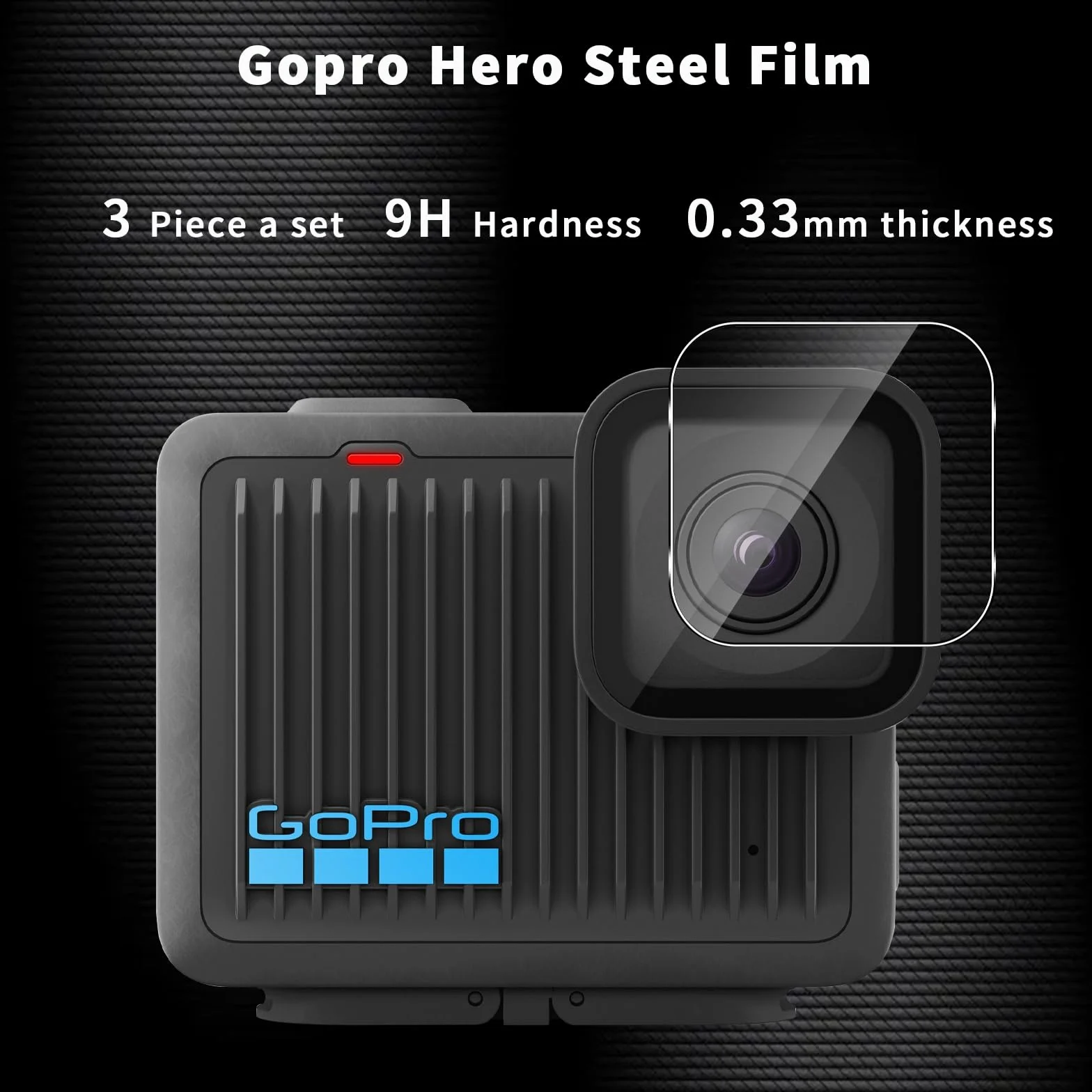 QULLOO Pellicola Protettiva per GoPro LIT Hero/GoPro Hero, 2 Pezzi Film Vetro Temperato Schermo+2 Pezzi Pellicole Protezione Fotocamera Posteriore, Durezza 9H, Anti-Scratch, HD Chiaro