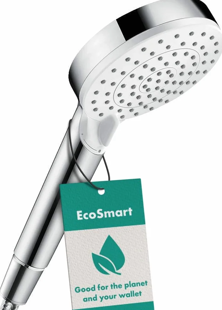 hansgrohe Crometta Doccetta doccia a risparmio idrico 6,7 l/min EcoSmart+ 2 getti Soffione doccia rotondo 100 mm anticalcare bianco cromo