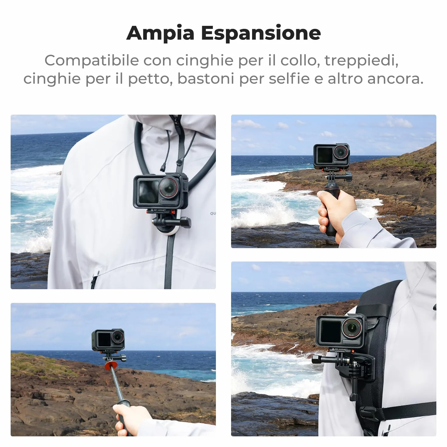 K&F Concept 2 Pack Magnetic Quick Release Adapter Mount per DJI Osmo 360/Action 5 Pro, Staffa di Base di Estensione con 1/4" Adapter Mount/Quick-Release Buckle per DJI Osmo Action 4/Action 3 Accessori