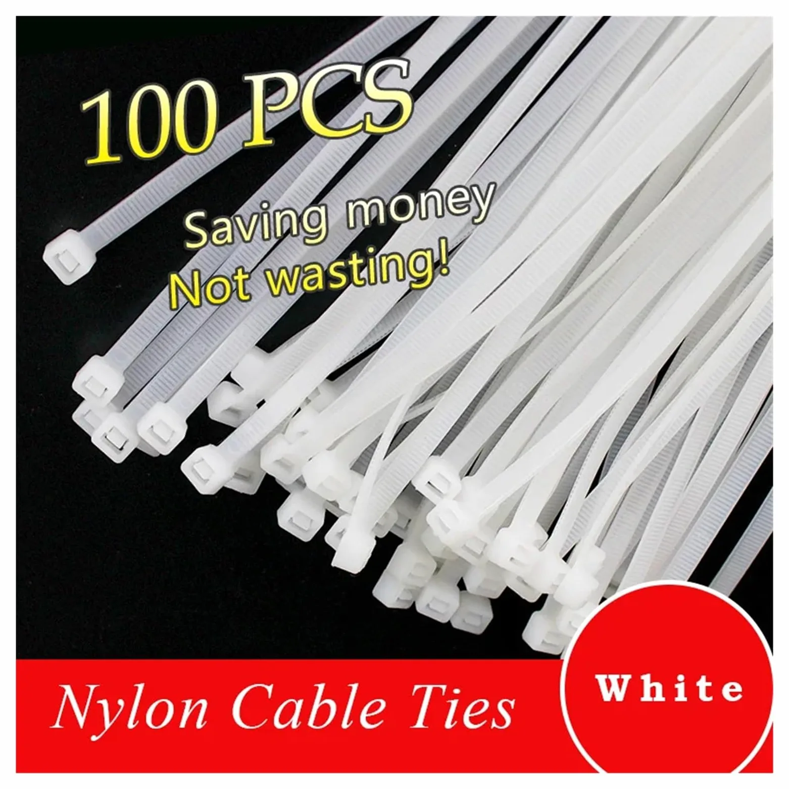 Fascette per Cavi Fascette stringicavo autobloccanti in Nylon, 100 Pezzi, Fascette stringicavo Colorate in plastica, Fascio di Fascette Bianche(3.5x250(White) 100pcs)