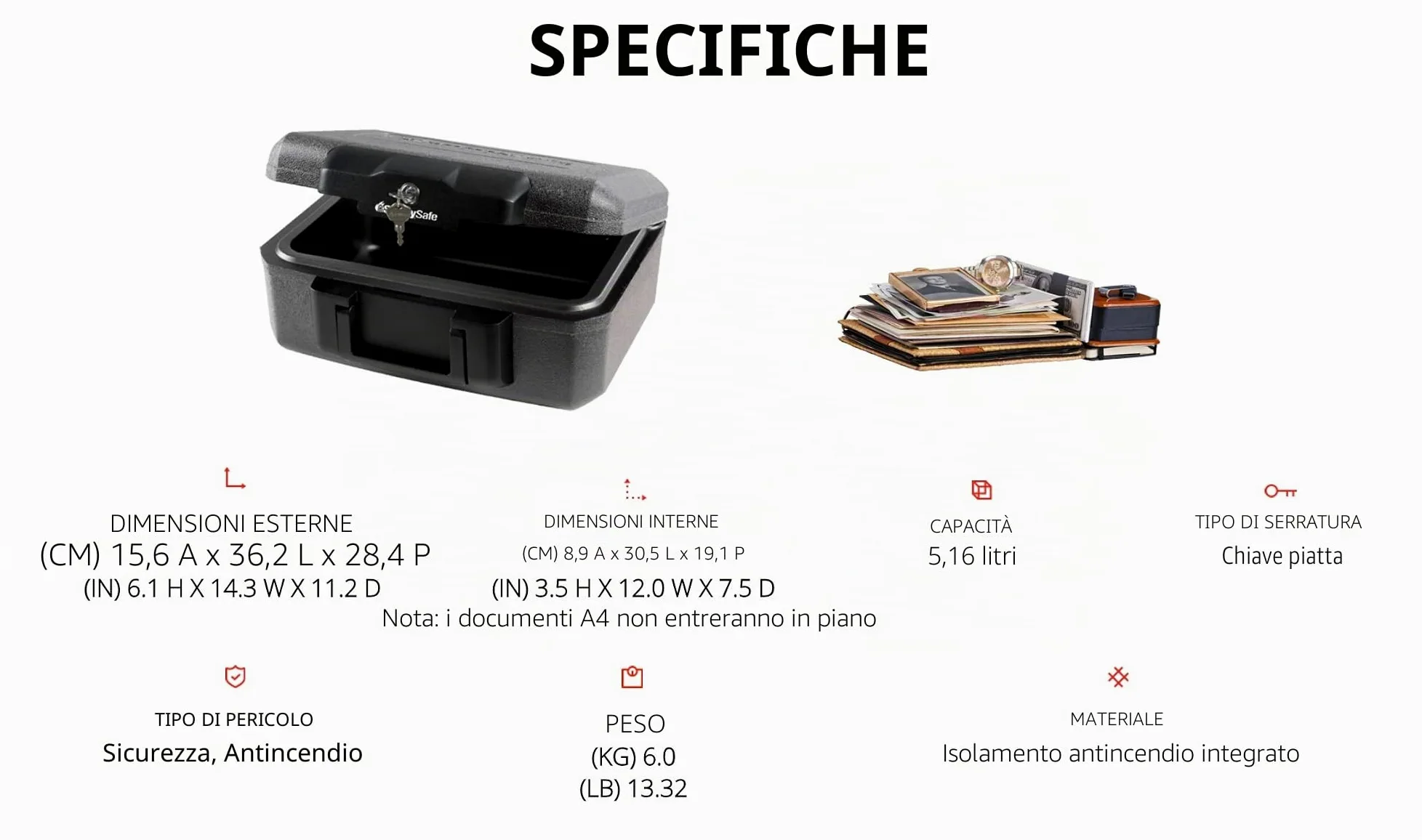 Sentry Safe 1210 Cassaforte Piccola Porta Documenti
