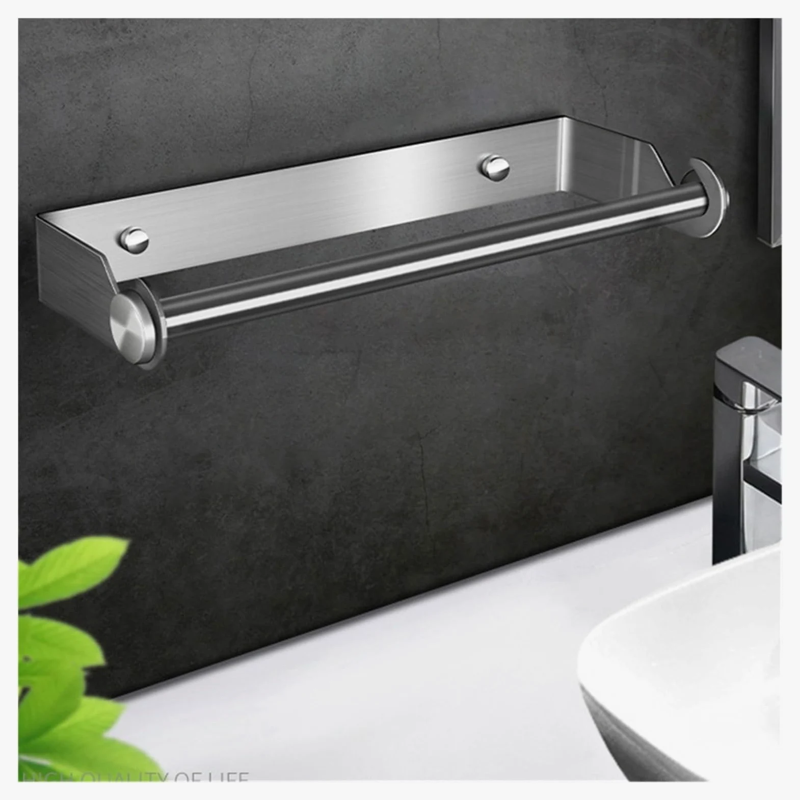 CMBSSTFC Porta Carta igienica in Acciaio Inox, portarotolo da Cucina, portarotolo da Parete e Scatola per fazzoletti in ABS, per Bagno e Cucina (Argento)