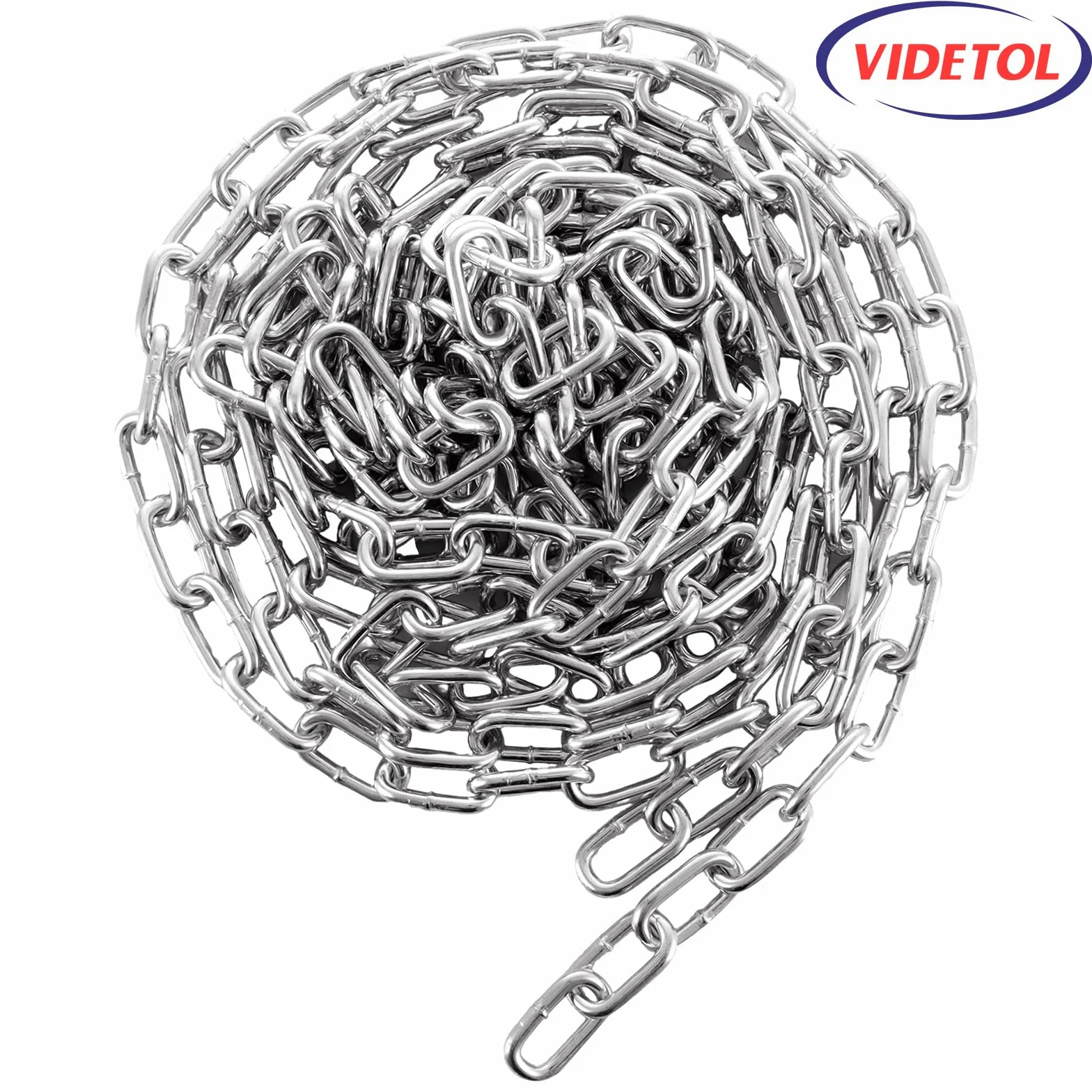Catena in acciaio inox 304, lunghezza 6 m, maglia resistente da 5 mm, in acciaio zincato saldato, per cancelli di recinzione, porta del garage, catena a battente e serratura di sicurezza per