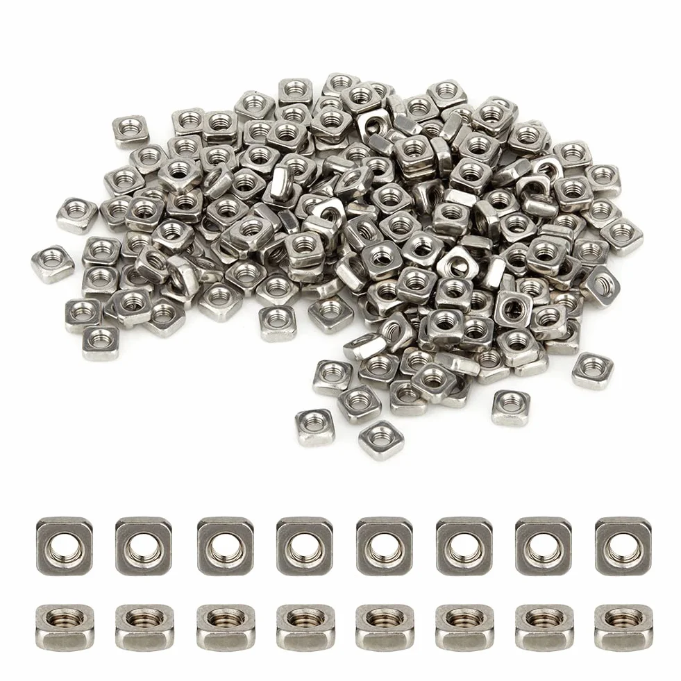 SUPERFINDINGS Circa 220 Pz Nakrętki Kwadratowe M3 ze Stali Nierdzewnej 5.4mm