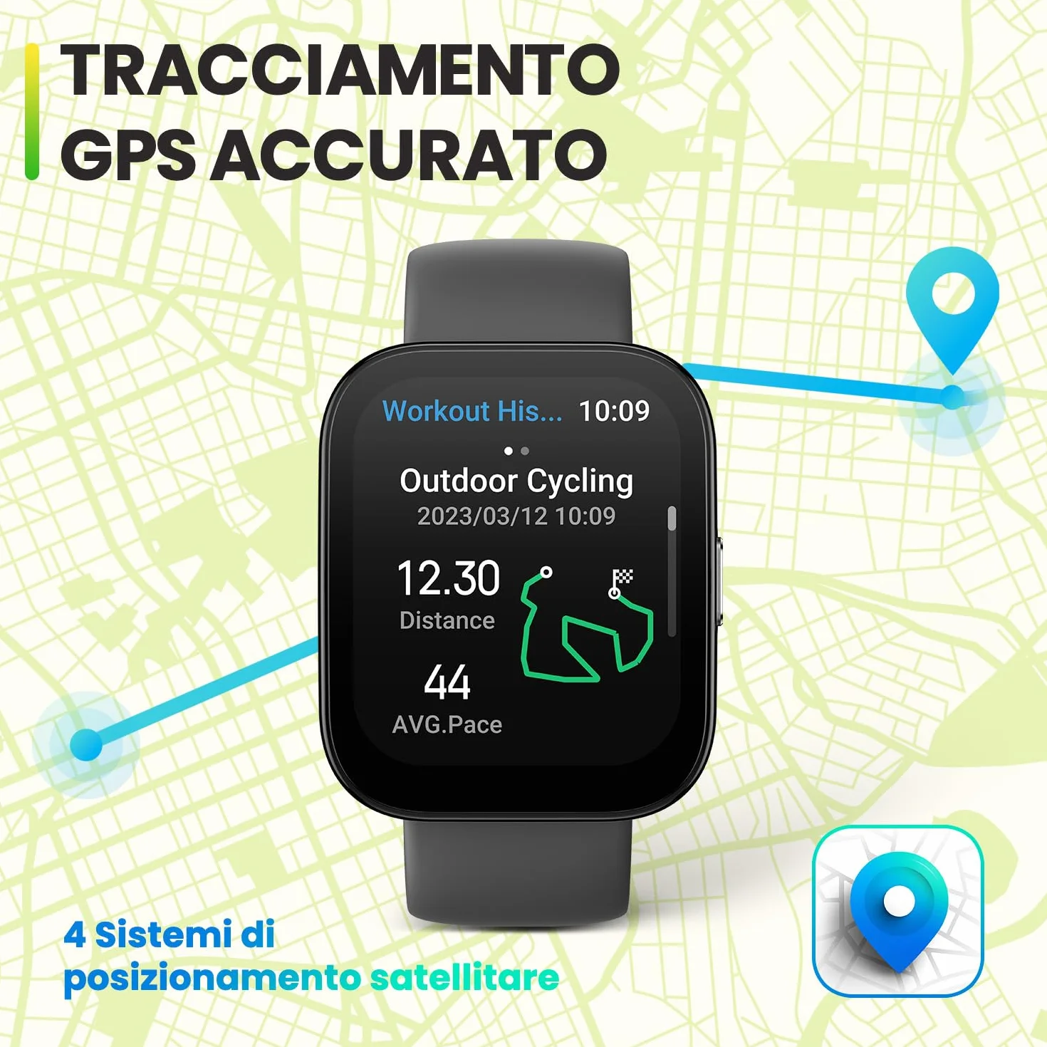 Amazfit Bip 5, 46 mm, Smartwatch, Schermo grande, chiamate Bluetooth, Alexa, GPS, durata della batteria di 10 giorni, fitness tracker con frequenza cardiaca, monitoraggio dell'ossigeno nel sangue