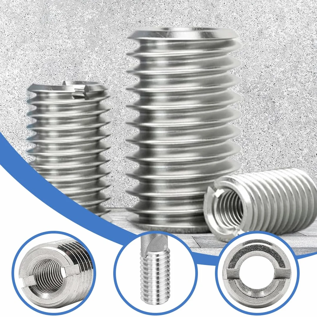 IKOPFLN 12 Pezzi Inserto Filettato, Interno M6 Esterno M8 Lungo 10mm Boccola Filettata, Inserti filettati, Boccole Filettate per Metallo per Automotive Turbina A Vapore Attrezzature Meccaniche
