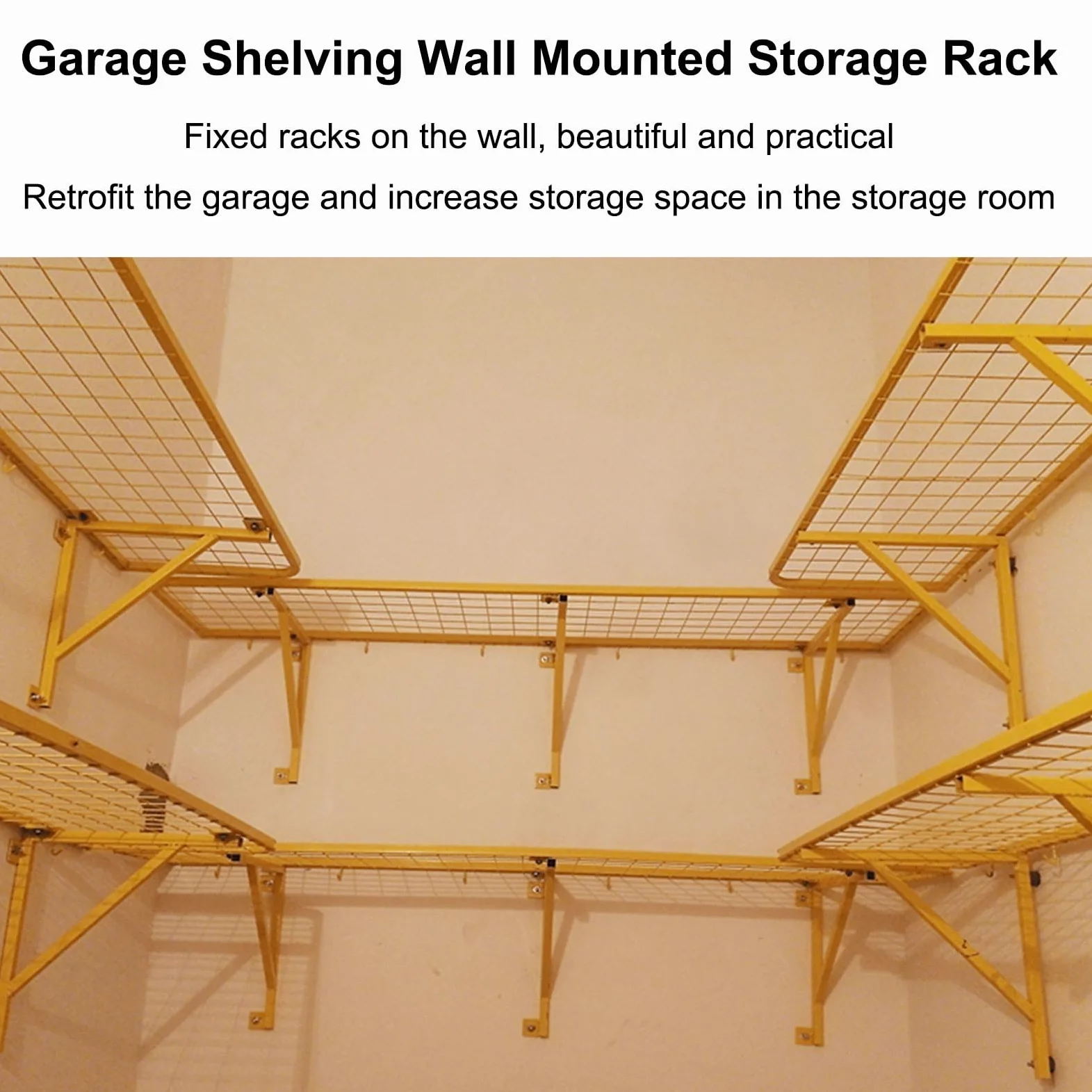 Scaffale di stoccaggio resistente a parete in filo metallico per attrezzi da garage e dispensa da cucina, mensole galleggianti nizer per cantina, negozio, capannone e magazzino