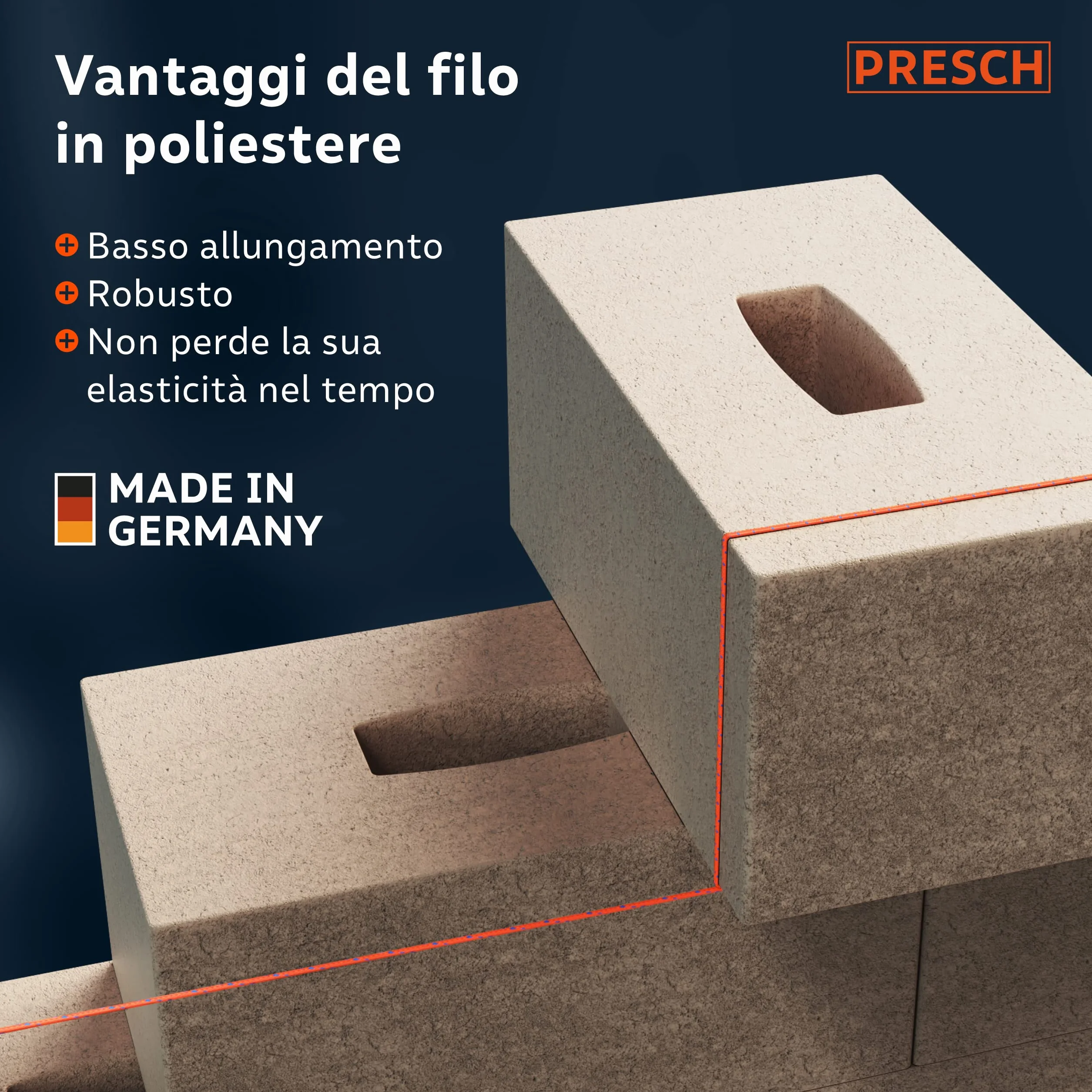 Presch Corda da muratore 100m | ⌀2,0mm | Poliestere | Corda da raddrizzamento resistente allo strappo e alle intemperie con bobina | Corda da costruzione resistente ai nodi