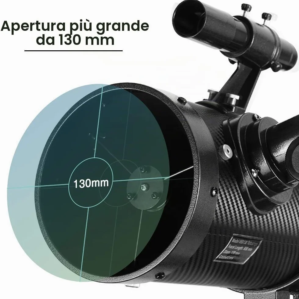 Telescopio riflettore newtoniano 130EQ per adulti, telescopi professionali per adulti astronomia, viene fornito con adattatore per smartphone con obiettivo Barlow 1.5X e filtro luna T 13%