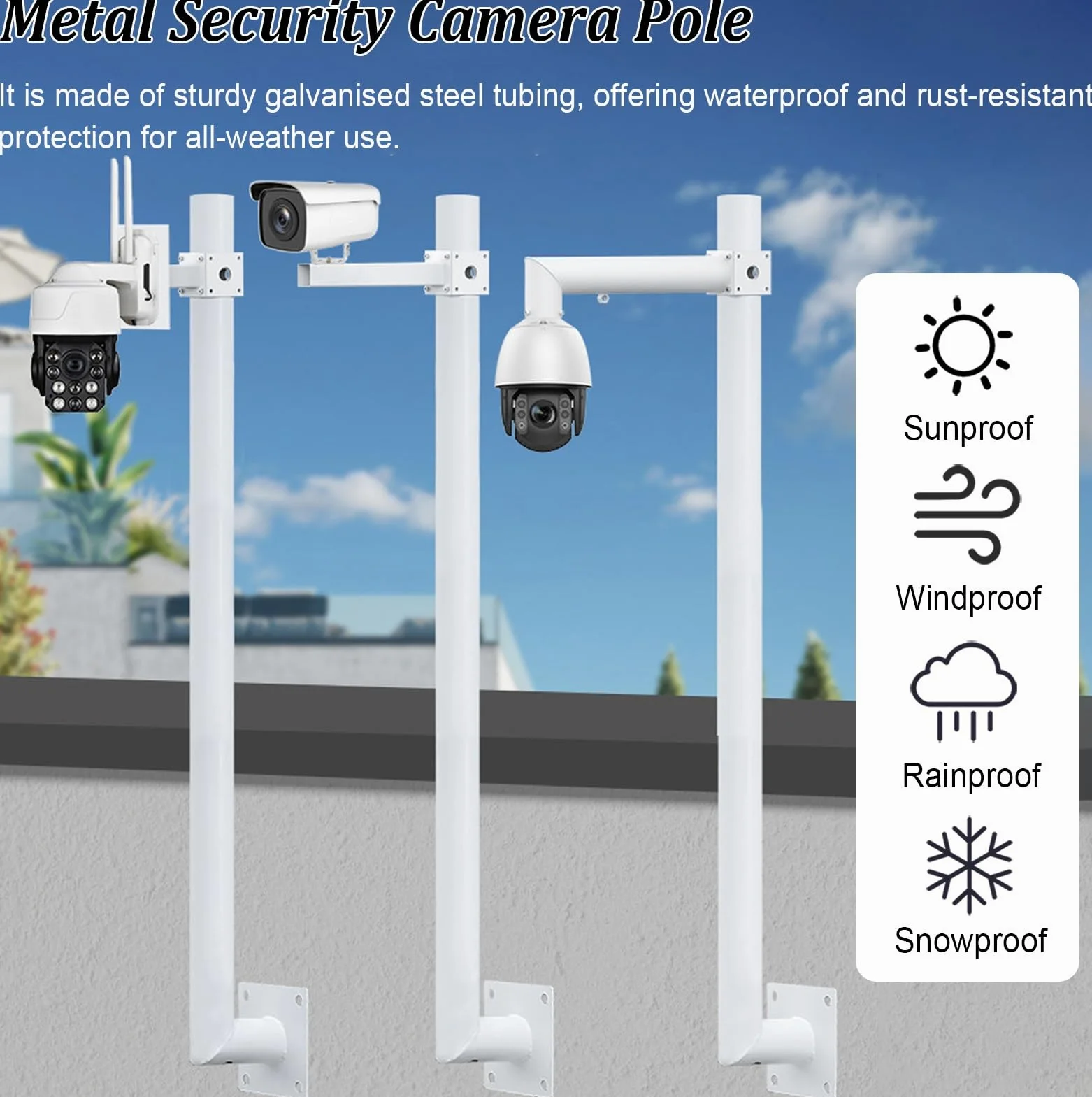 Supporto a parete per telecamera di sicurezza con altezza regolabile e bracci trasversali staccabili per un ampio monitoraggio