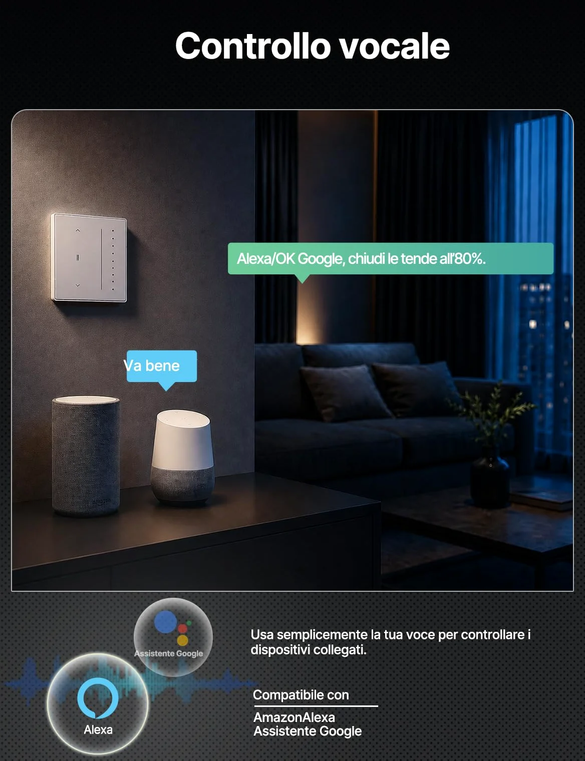 MOES Zigbee Interruttore per tapparelle intelligente | Da incasso, regolazione percentuale, timer, compatibile Alexa/Google, filo neutro richiesto