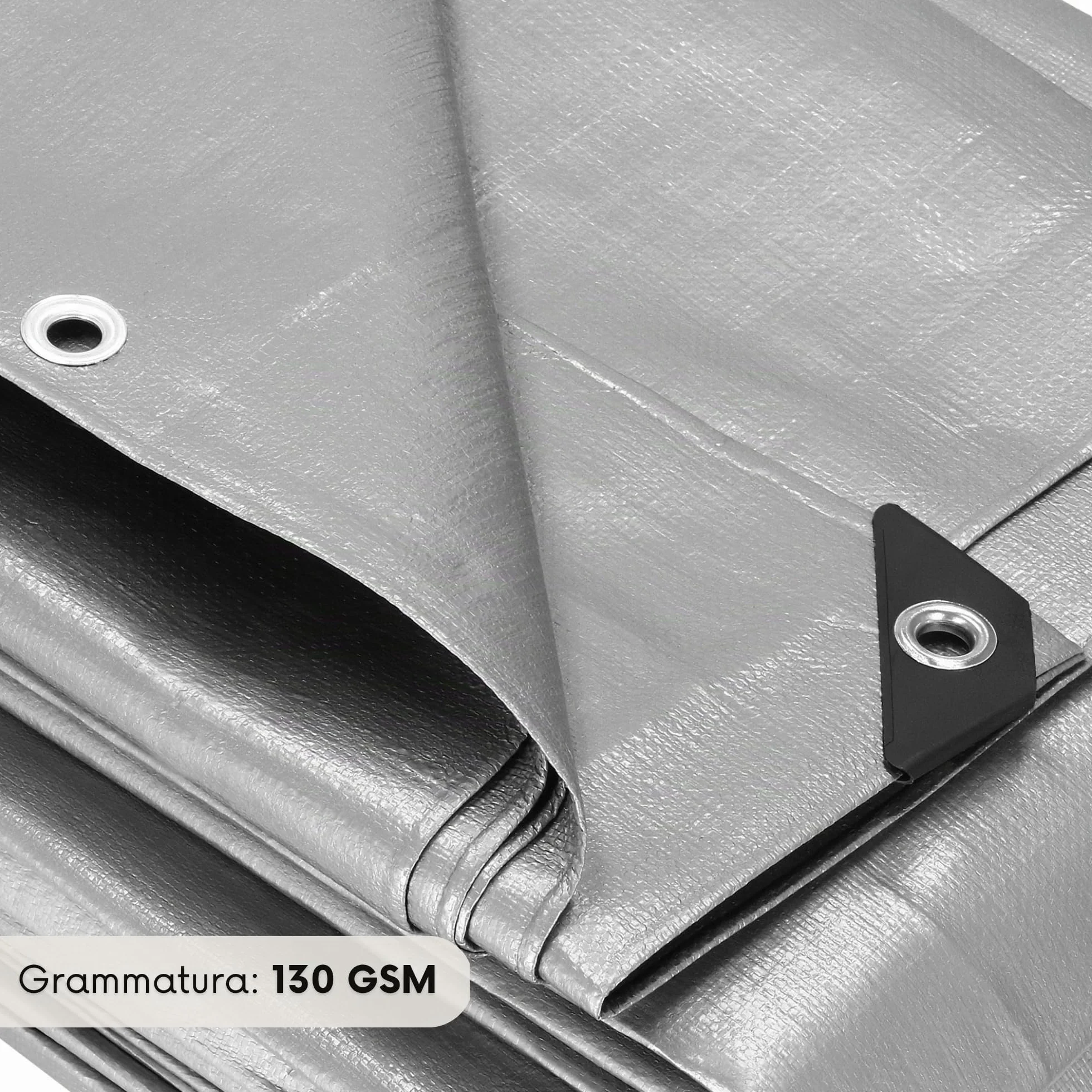 Telo 6x4m 130G Grigio Rinforzato Impermeabile Resistente ai Raggi UV Antigelo Telo di Copertura Telo Protettivo Polietilene per Giardino EDIFICIO Legno Macchine – Springos