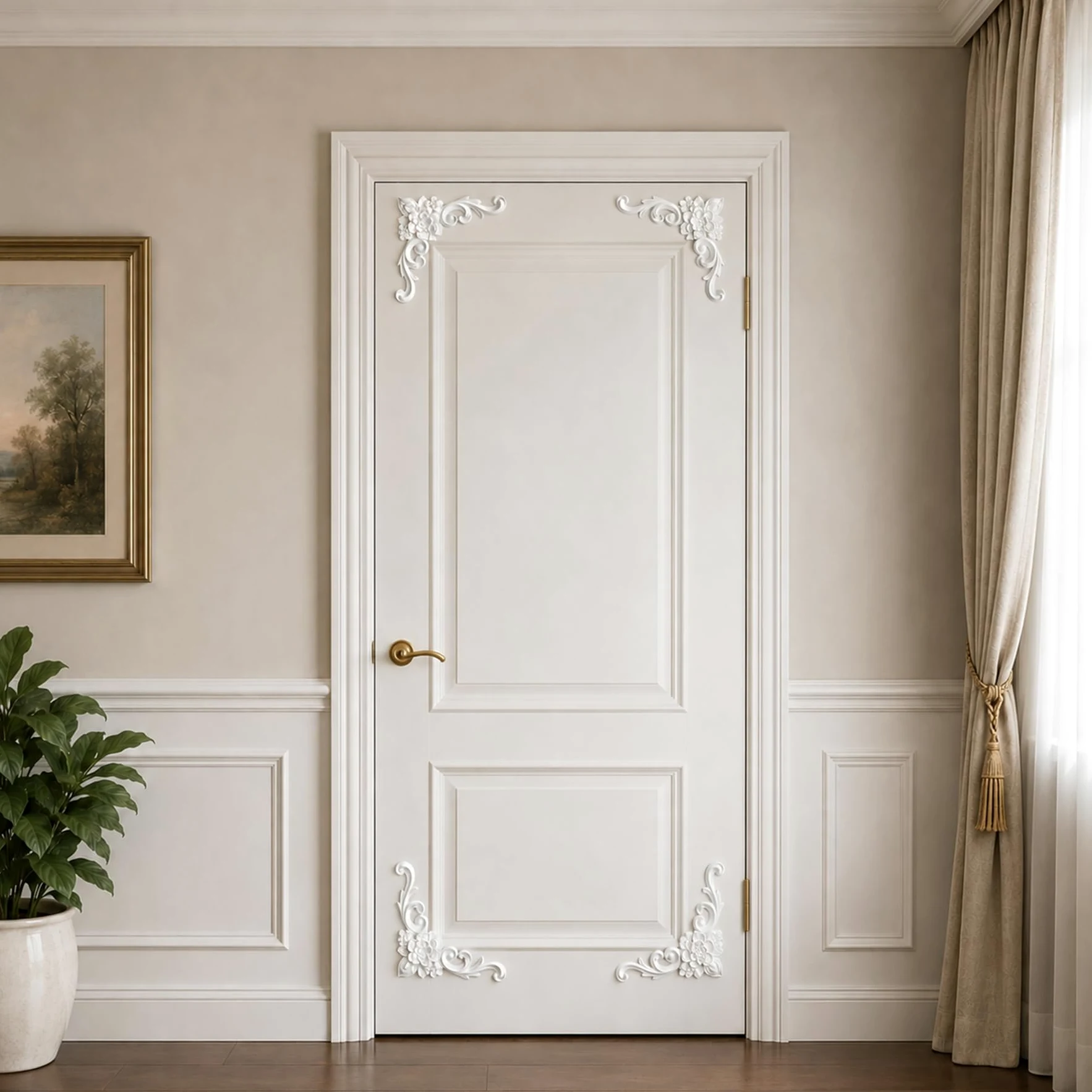 4 PCS Angolari Decorativi per Pareti E Soffitti in PU Modanature Angolari 3D con Decorazioni Floreali Profili Decorativi Verniciabili per Cornici E Angoli Elegante Finitura