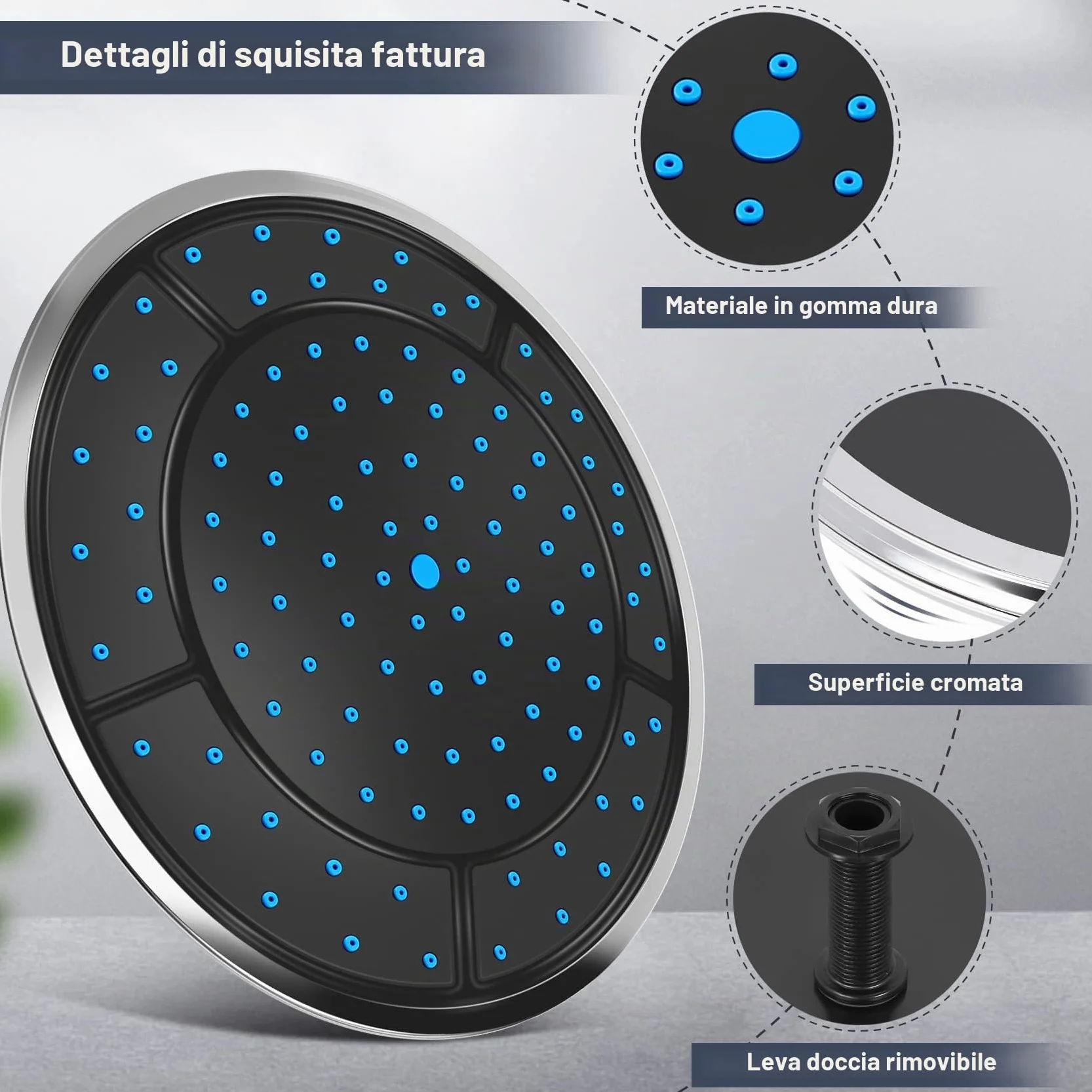 Plastica rotonda doccia alta tetto ugello 25 cm cabina accessori