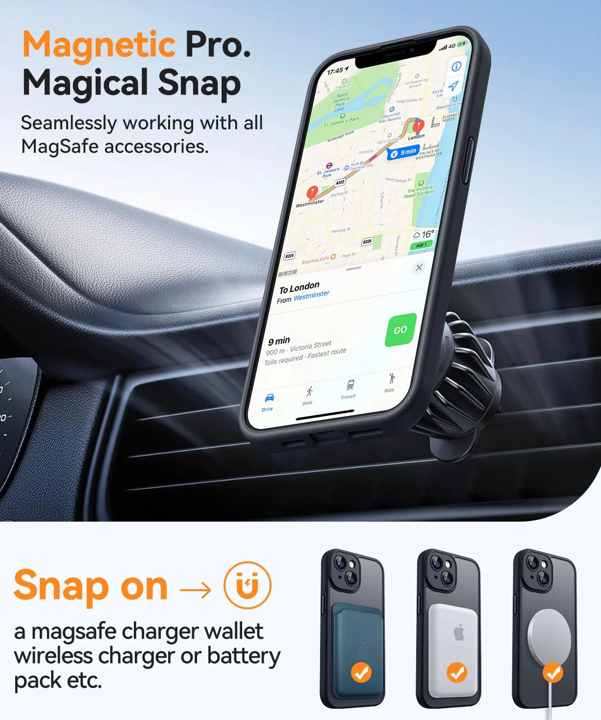 CANSHN Cover Magnetica per iPhone 13(6,1 Pollici), Compatibile con MagSafe, [Protezione Completa Della Fotocamera], Custodia Traslucida Opaca Protettiva Sottile Antiurto,Nero