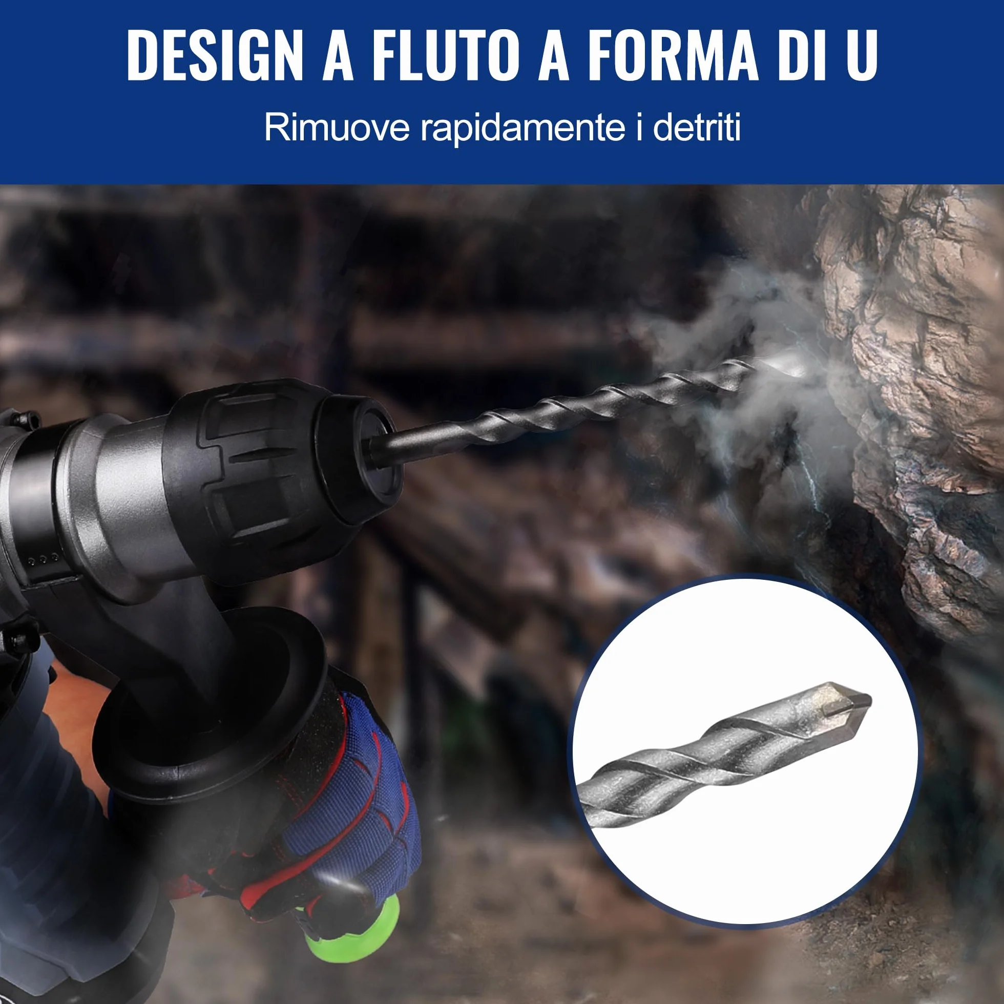 WORKPRO Set 17 Pezzi Punte e Scalpelli SDS Plus per Calcestruzzo Muratura