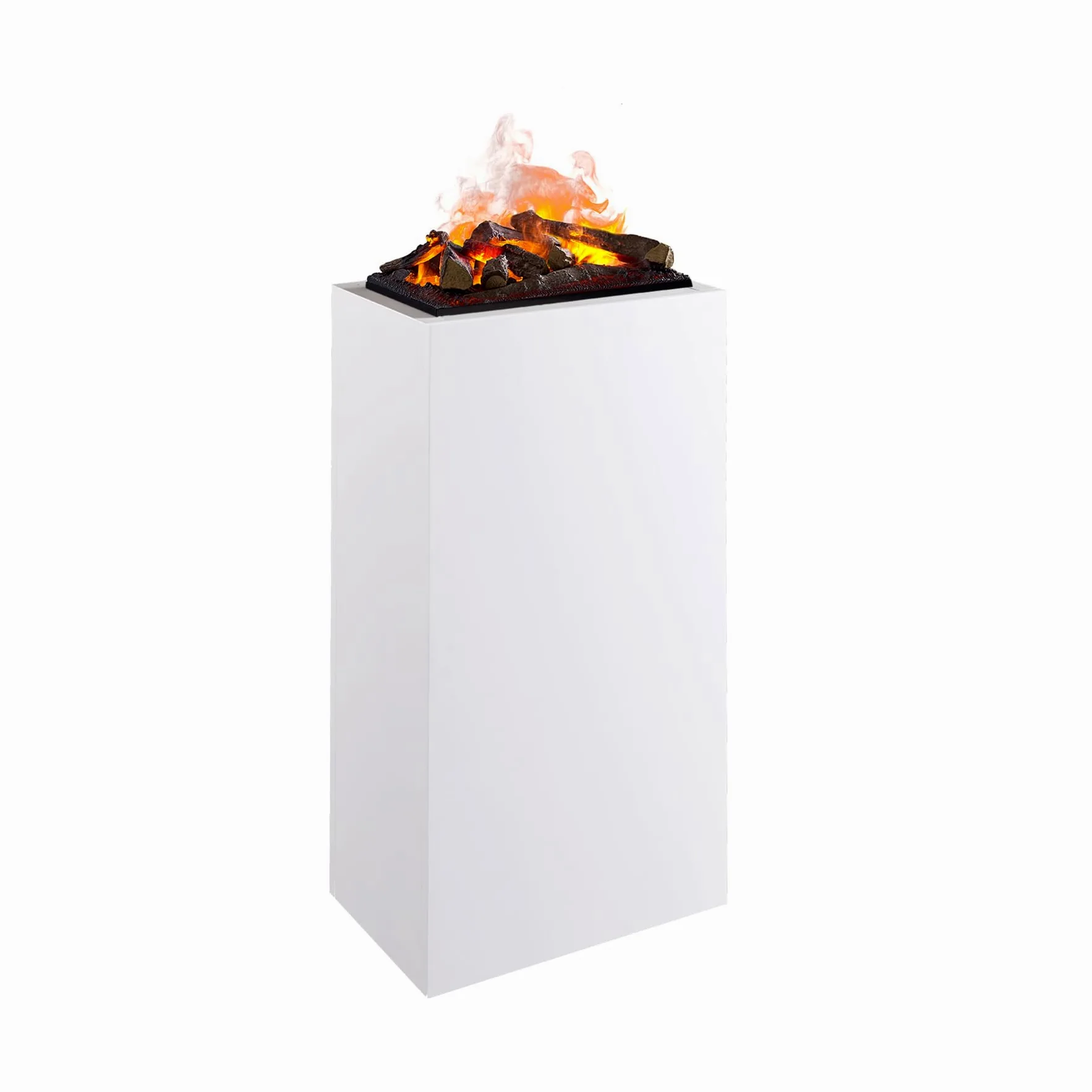 BALDERIA camino elettrico Ikaros | Caminetto da terra con effetto fiamma LED Optimyst | Acqua nebulizzata, crepitio, ceppi, vista fiamma a 360° | Focolare a pavimento con telecomando | Bianco, alto