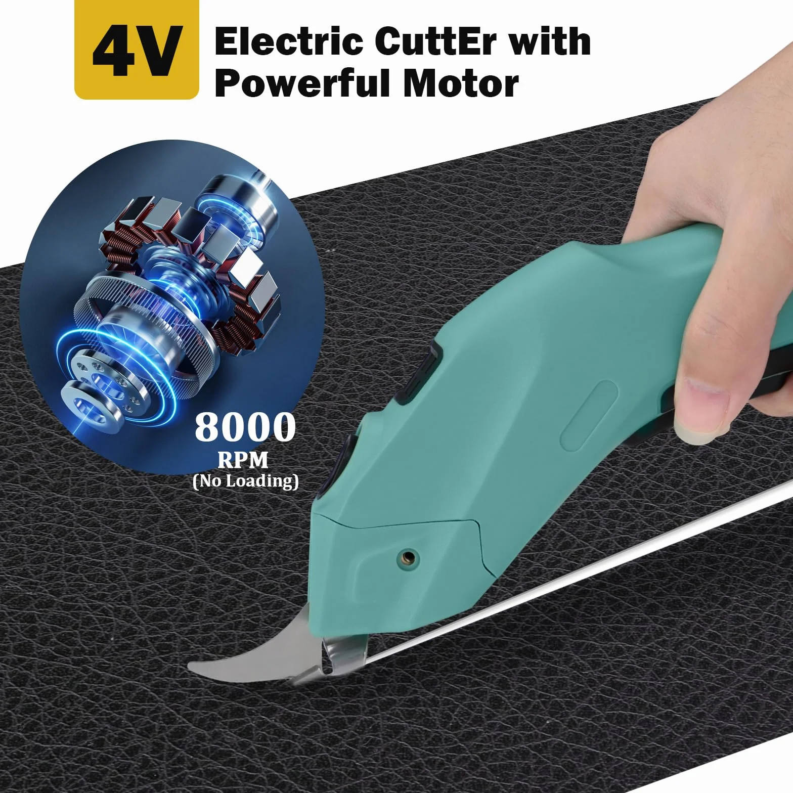 Forbici Elettriche Cutter per Tessuti 4V 2500mAh Taglia Cartone con 2 Testina di Taglio Ricaricabile