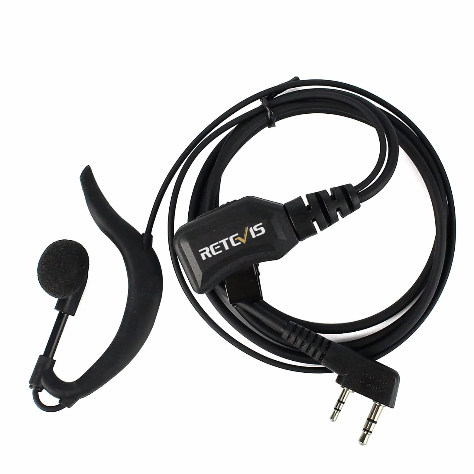 Retevis R111 Walkie Talkie Cuffia 2 Pin G-Tipo Auricolare Volume Regolabile Compatibile con Ricetrasmittenti RT24 RT27 RT5R Baofeng UV-5R BF-888S ESYNiC (1 Pezzo)