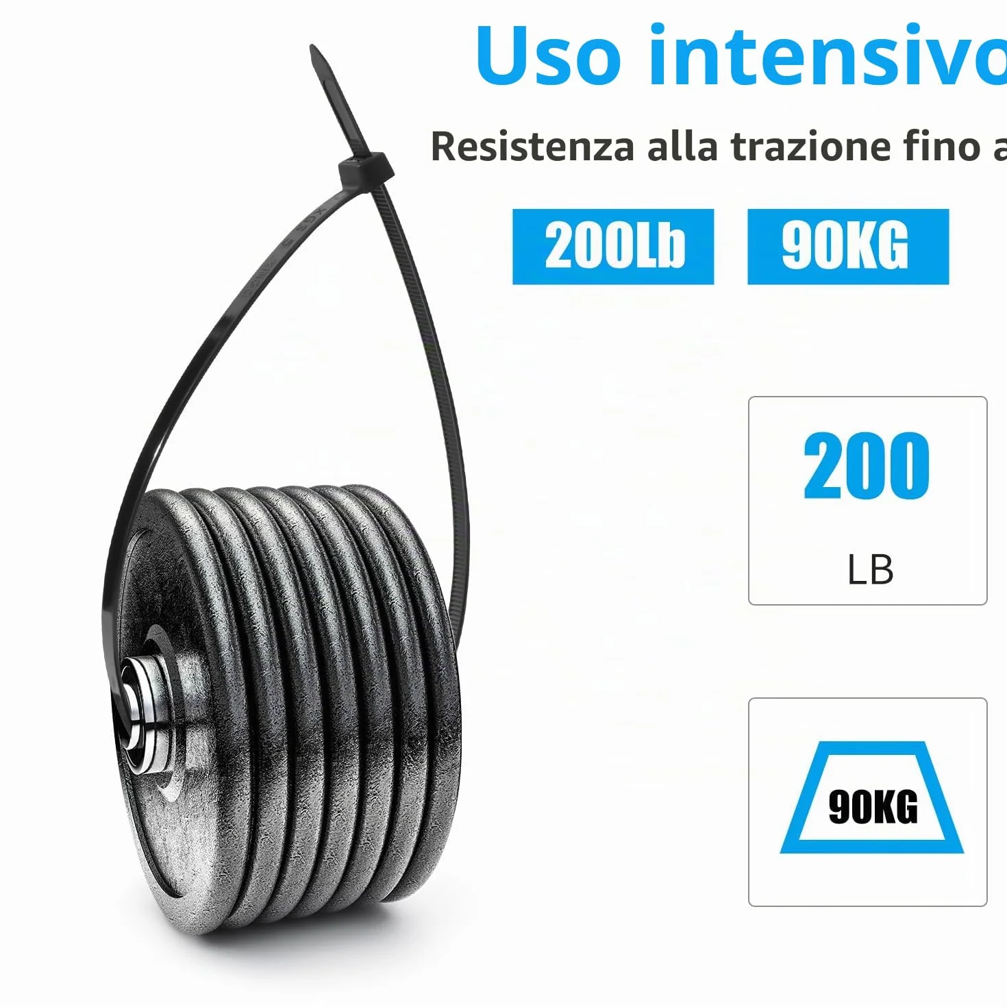 XINGO 100 Pezzi LungheFascette Plastica per Cablaggio Nero, 600mm x 9mm, Resistenza Alla Trazione 80 kg, Fascette per cavi grandi Fascette in nylon