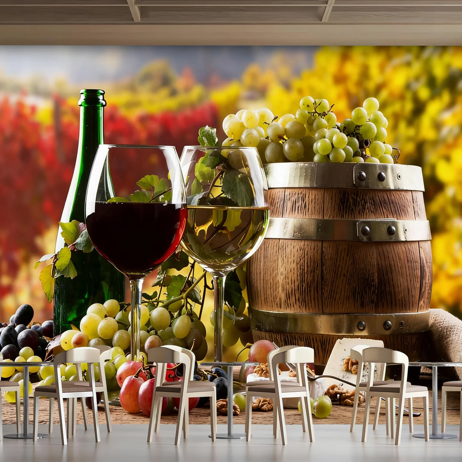 Carta da parati effetto 3D Vino 300 x 210 cm Murale Non Tessuto Stile Pastorale Fotomurale Stampa HD Moderna Poster Per Soggiorno E Camera Da Letto Design 1M3998