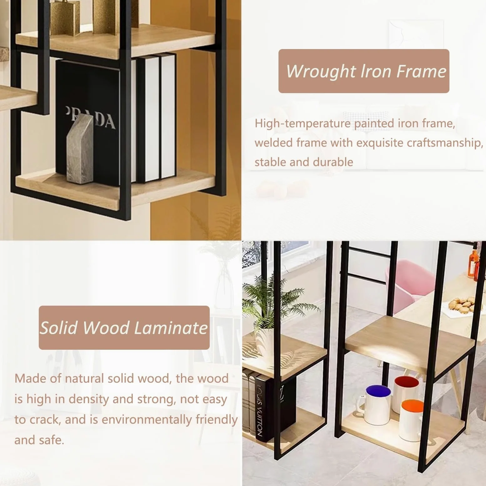 Scaffale sospeso in legno, 2 mensole da soffitto per piante e vino, salvaspazio, cucina per casa e ufficio, ideale per decorazioni e soluzioni di archiviazione