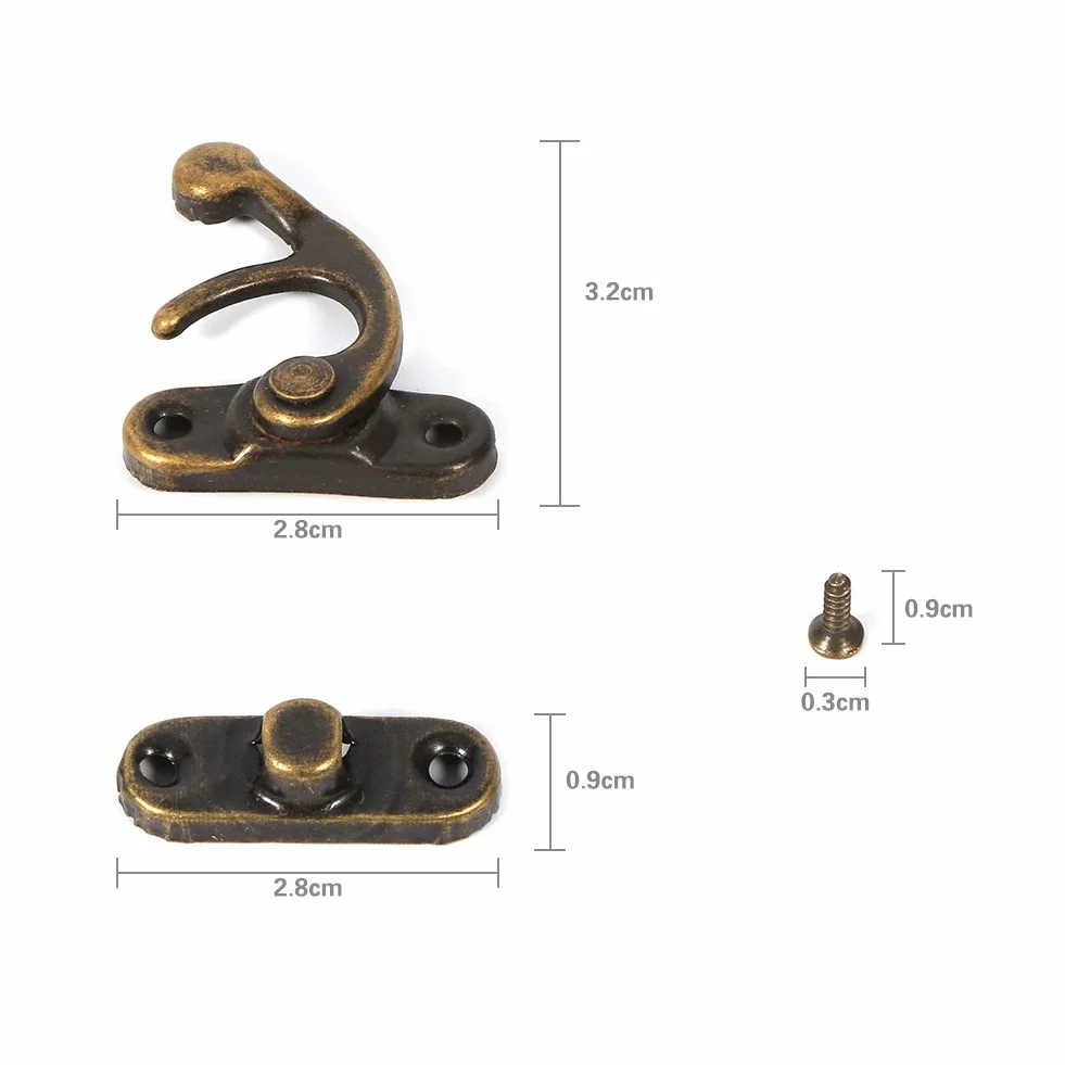 Portagioie Latch Hasp 12X Antique Sinistra/Destra Gancio a Scatto Chiusura Corno Cassetto Cerniera Armadietto con Viti (right-Bronze)