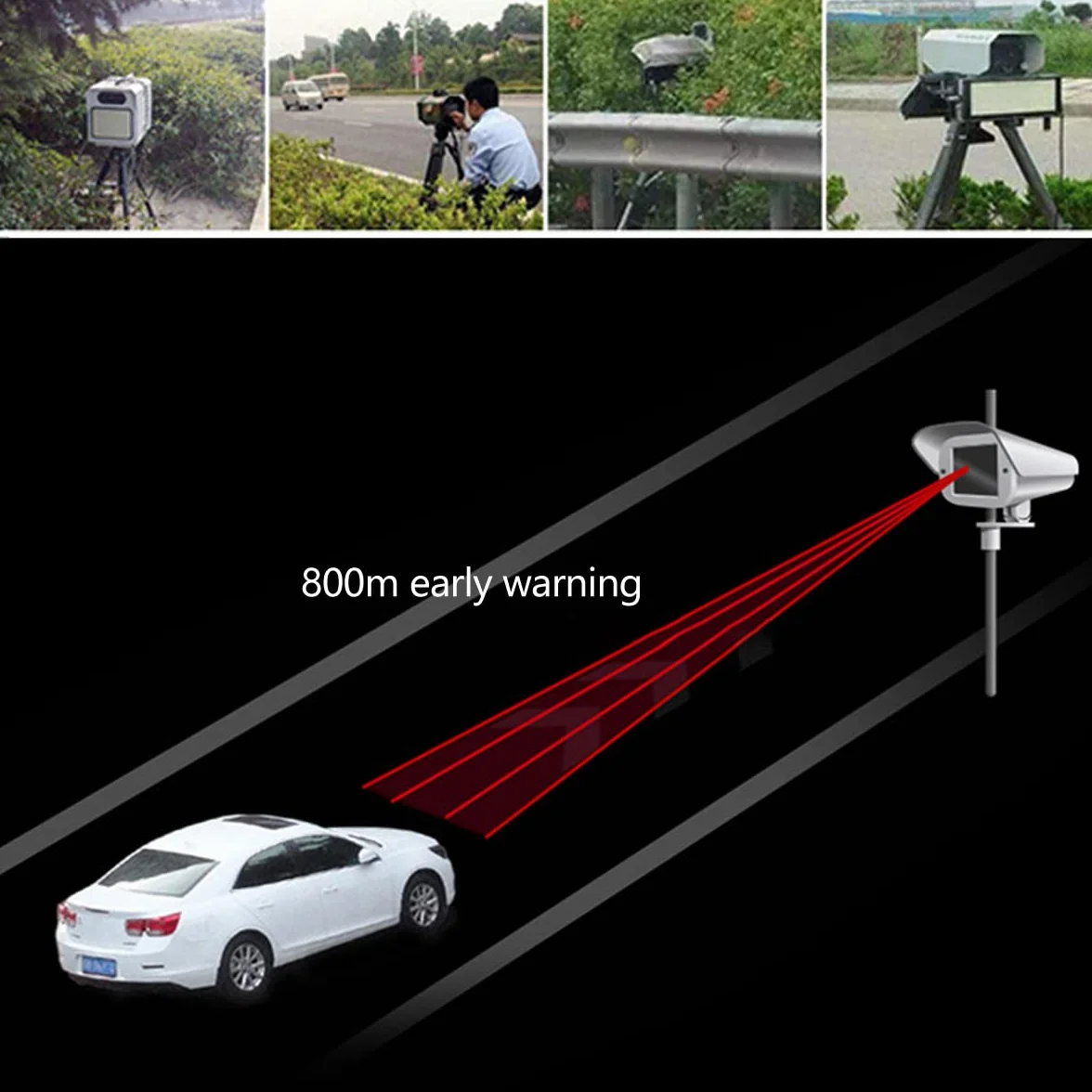 A Rilevatore radar Max 800m Rilevatore di velocità radar a lungo raggio con velocità Vocte prompt Città Città/Autostrada per auto Monitoraggio a 360 gradi Monitoraggio Radar Rilevatore radar