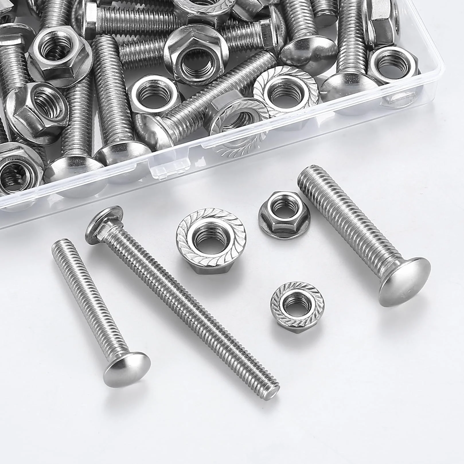 M6 Bulloni per Carrozze, M6x40mm Viti a Testa Tonda, Dado Flangia Esagonale, Rondelle